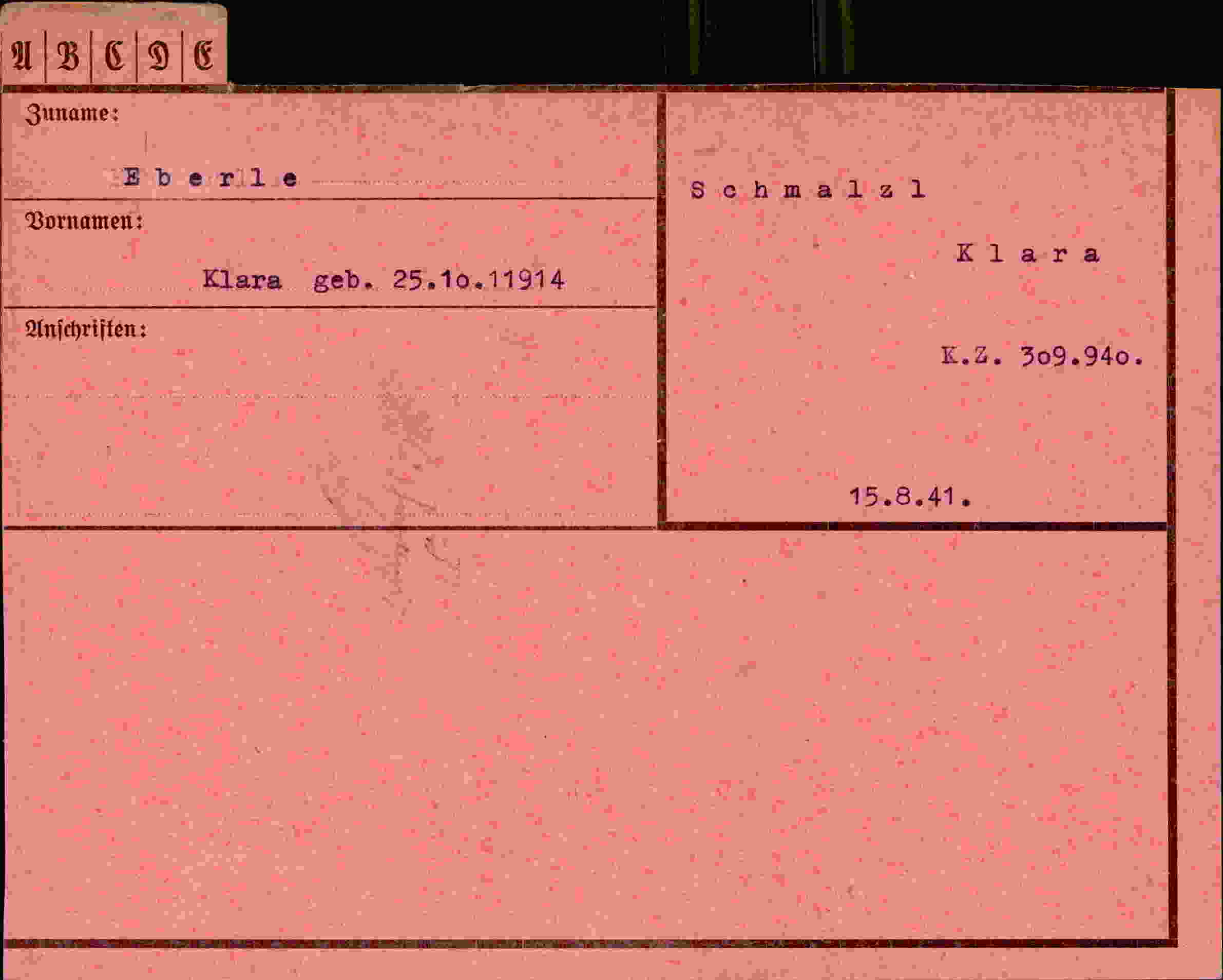 Dokument für Klara Eberle