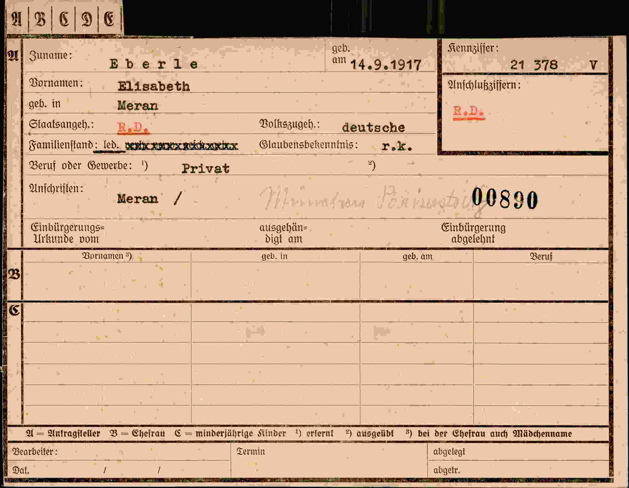 Dokument für Elisabeth Eberle