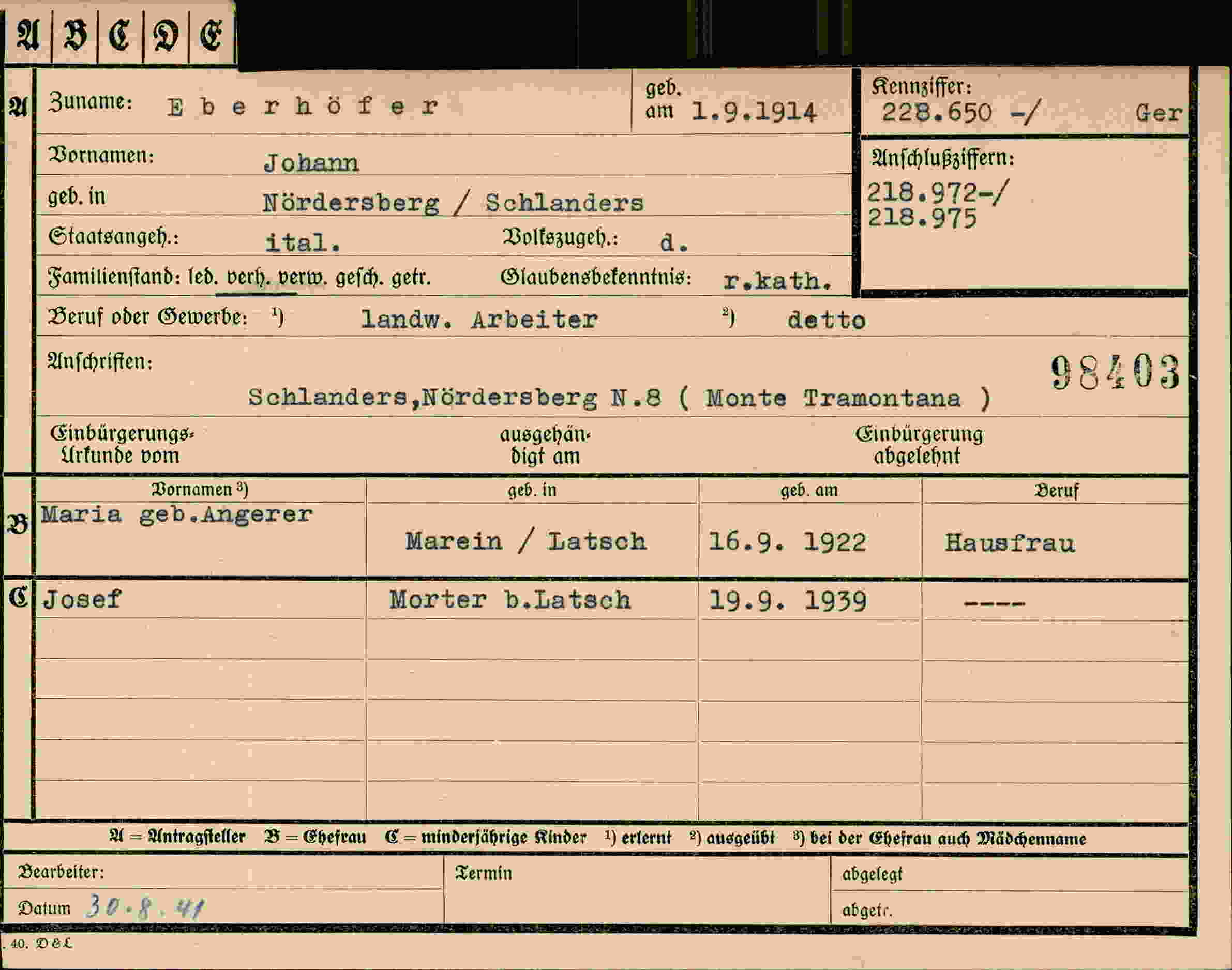 Dokument für Johann Eberhöfer