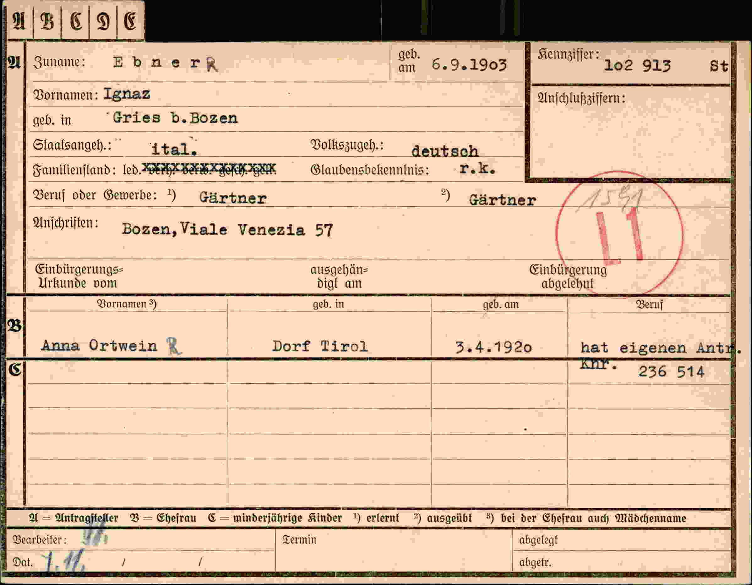 Dokument für Ignaz Ebnerk