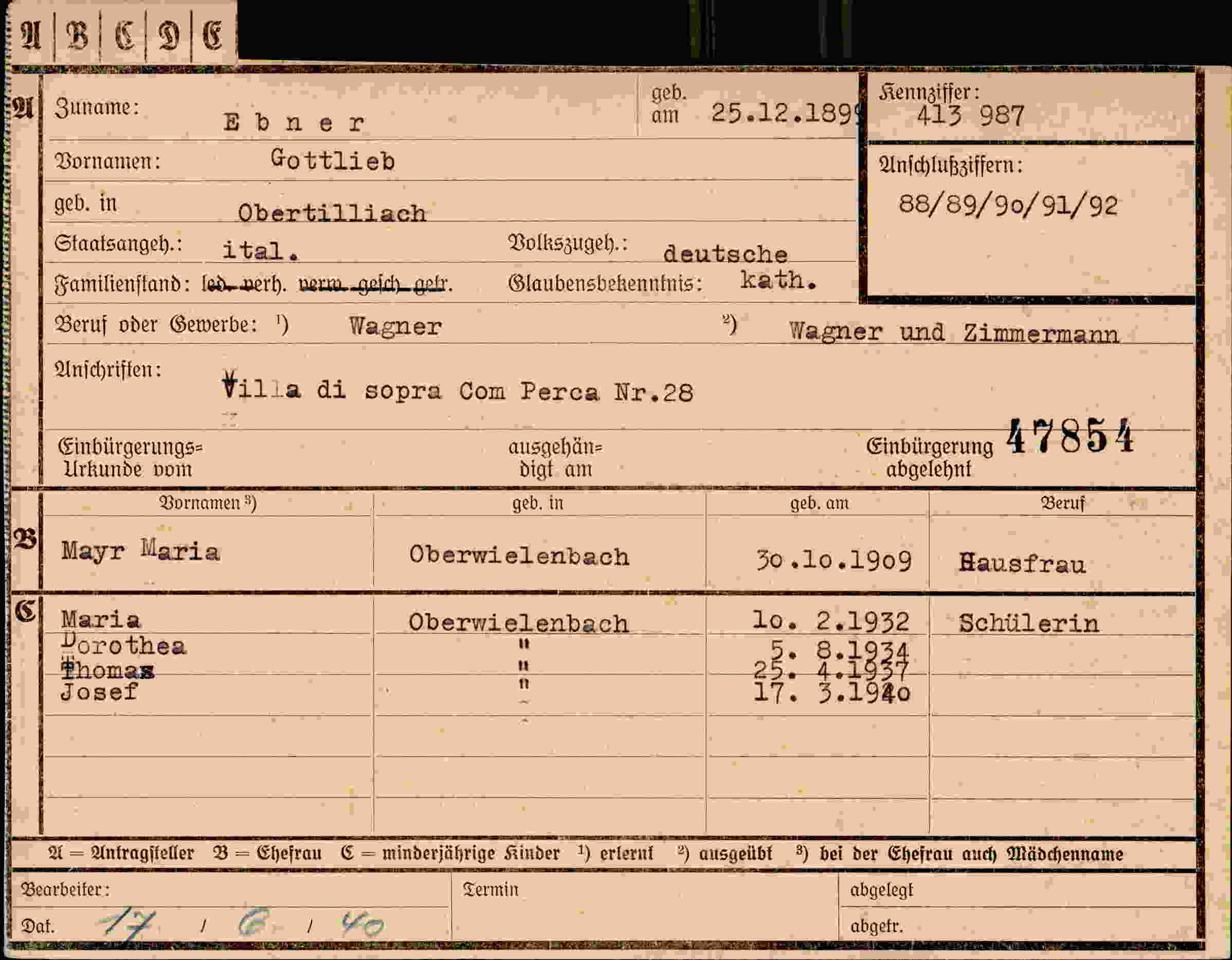 Dokument für Gottlieb Ebner