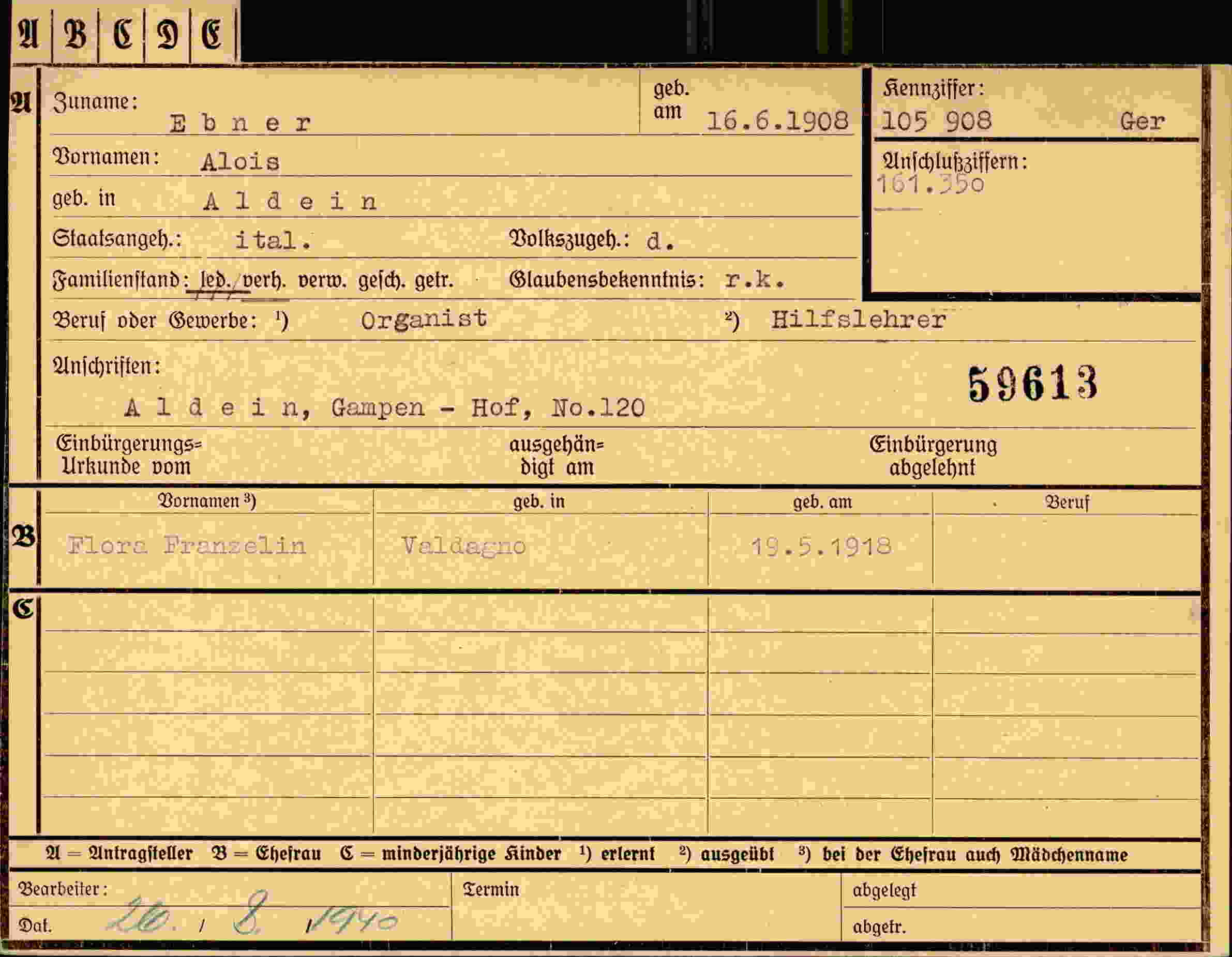 Dokument für Alois Ebner