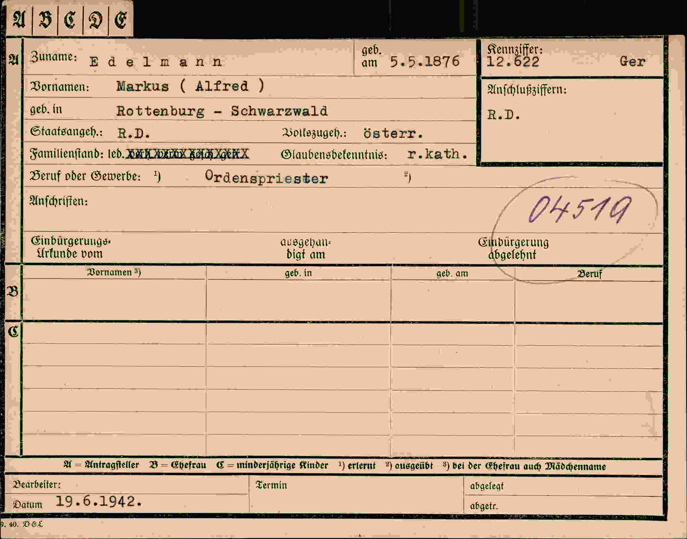 Dokument für Markus Alfred Edelmann