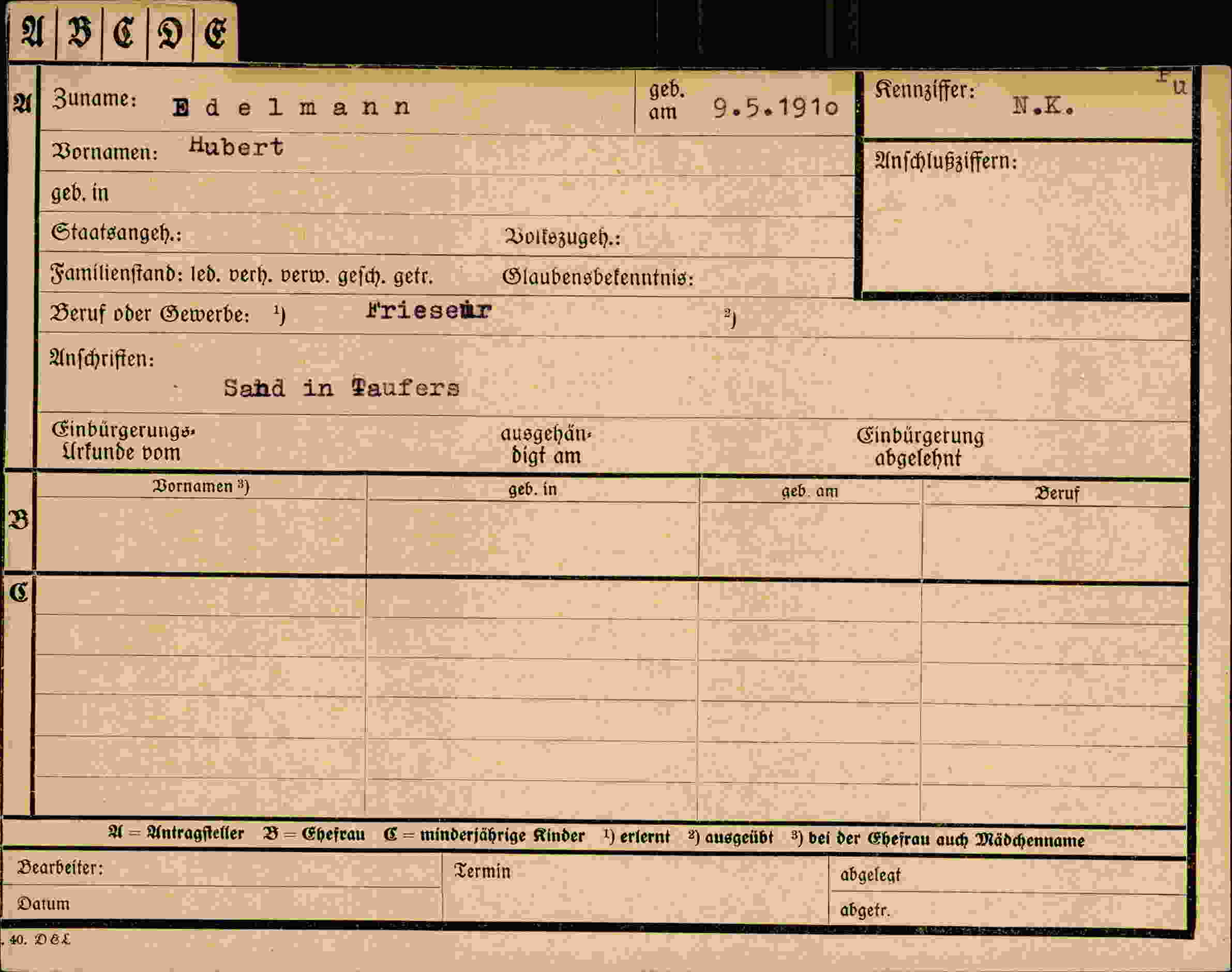 Dokument für Hubert Edelmann