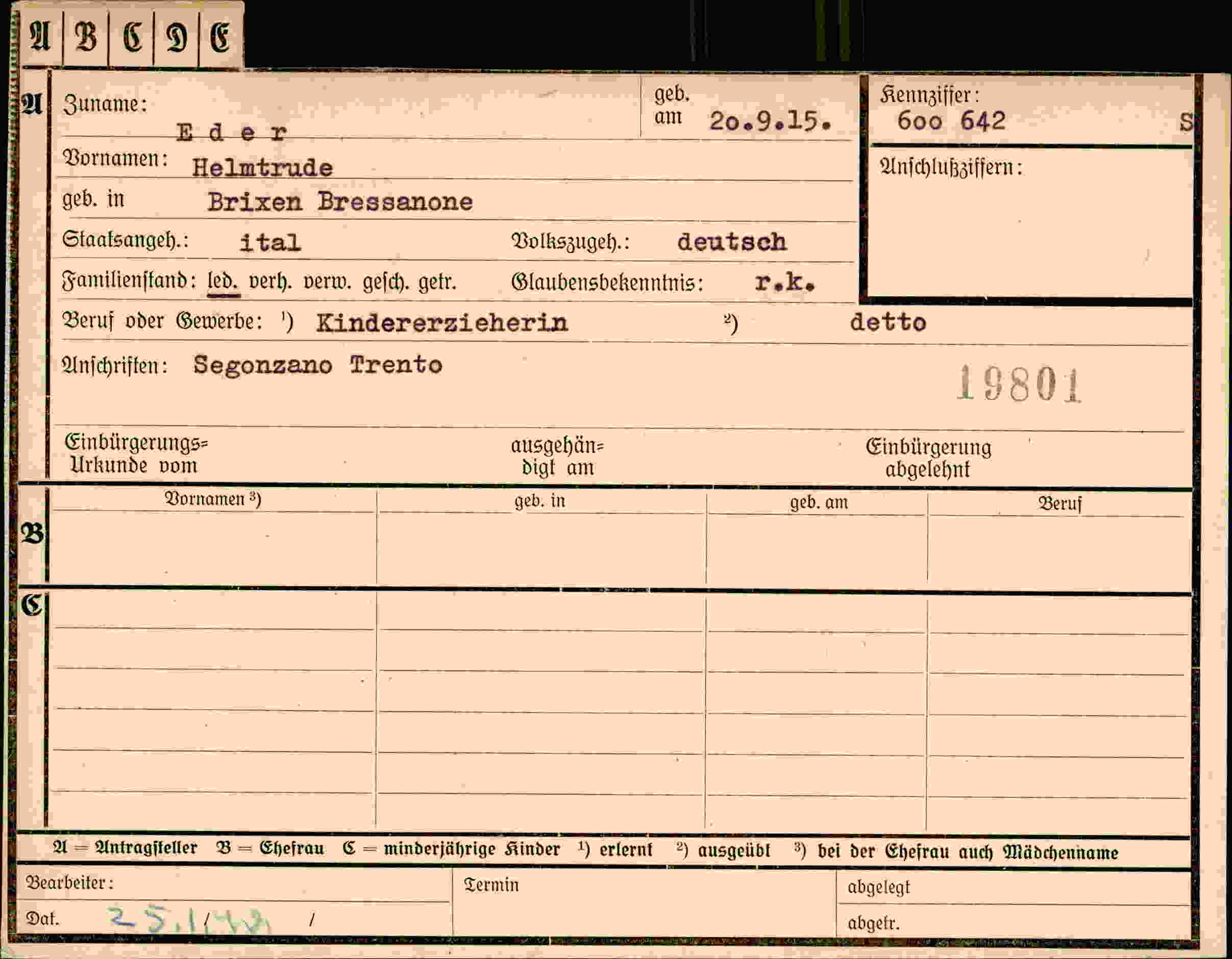 Vorderseite des Dokuments