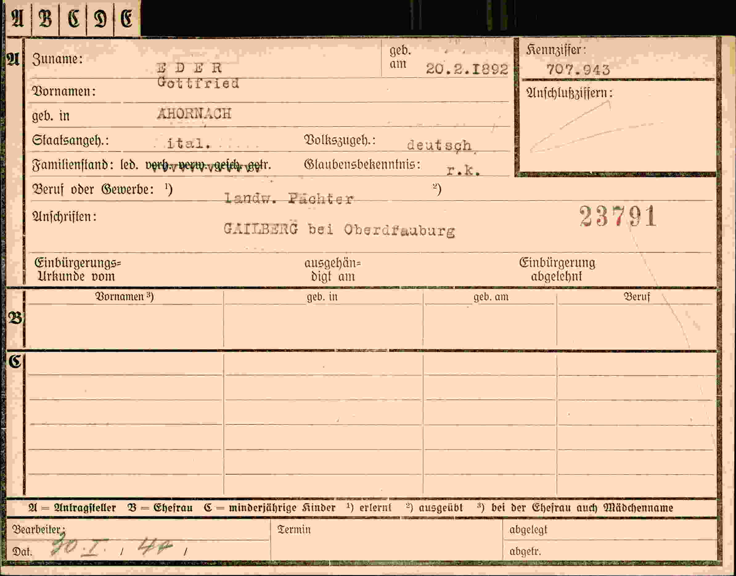Dokument für Gottfried Eder