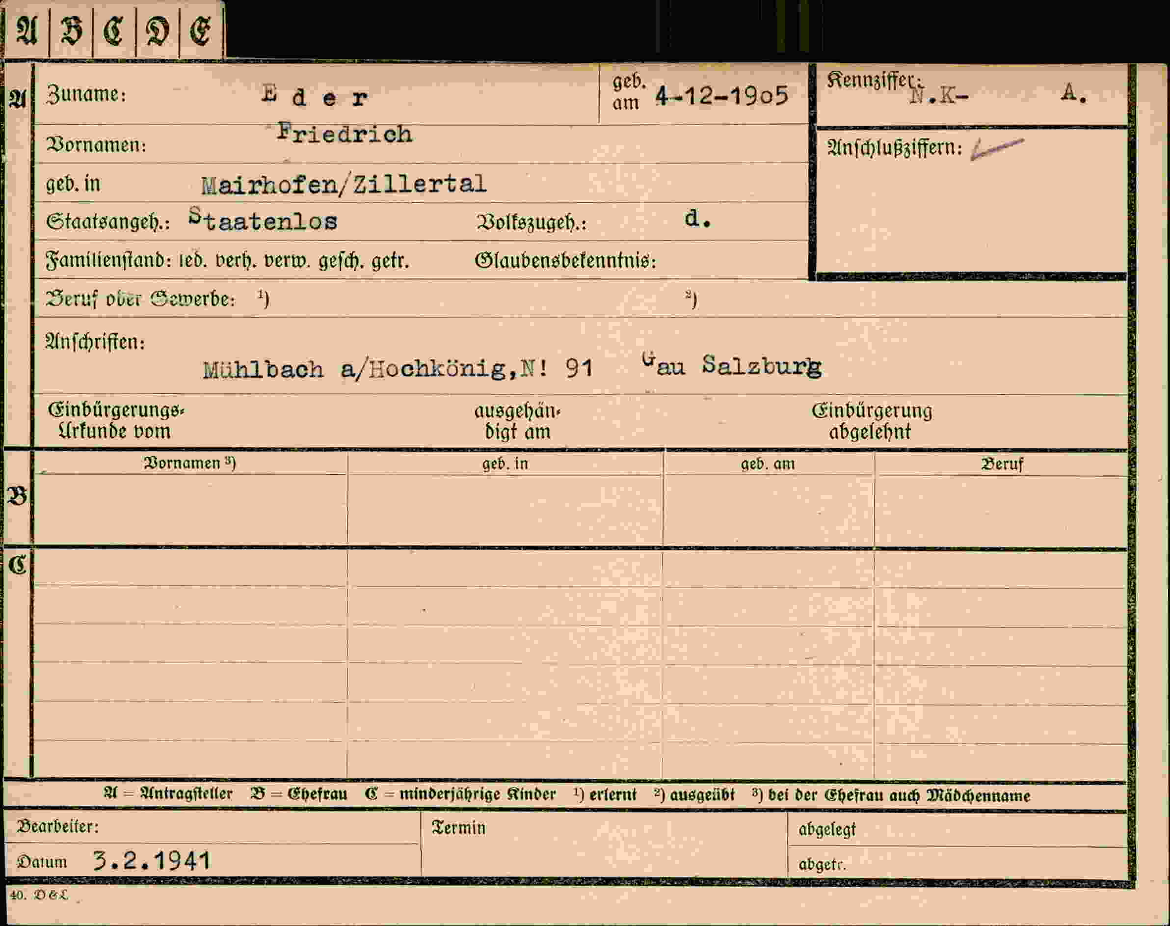 Dokument für Friedrich Eder