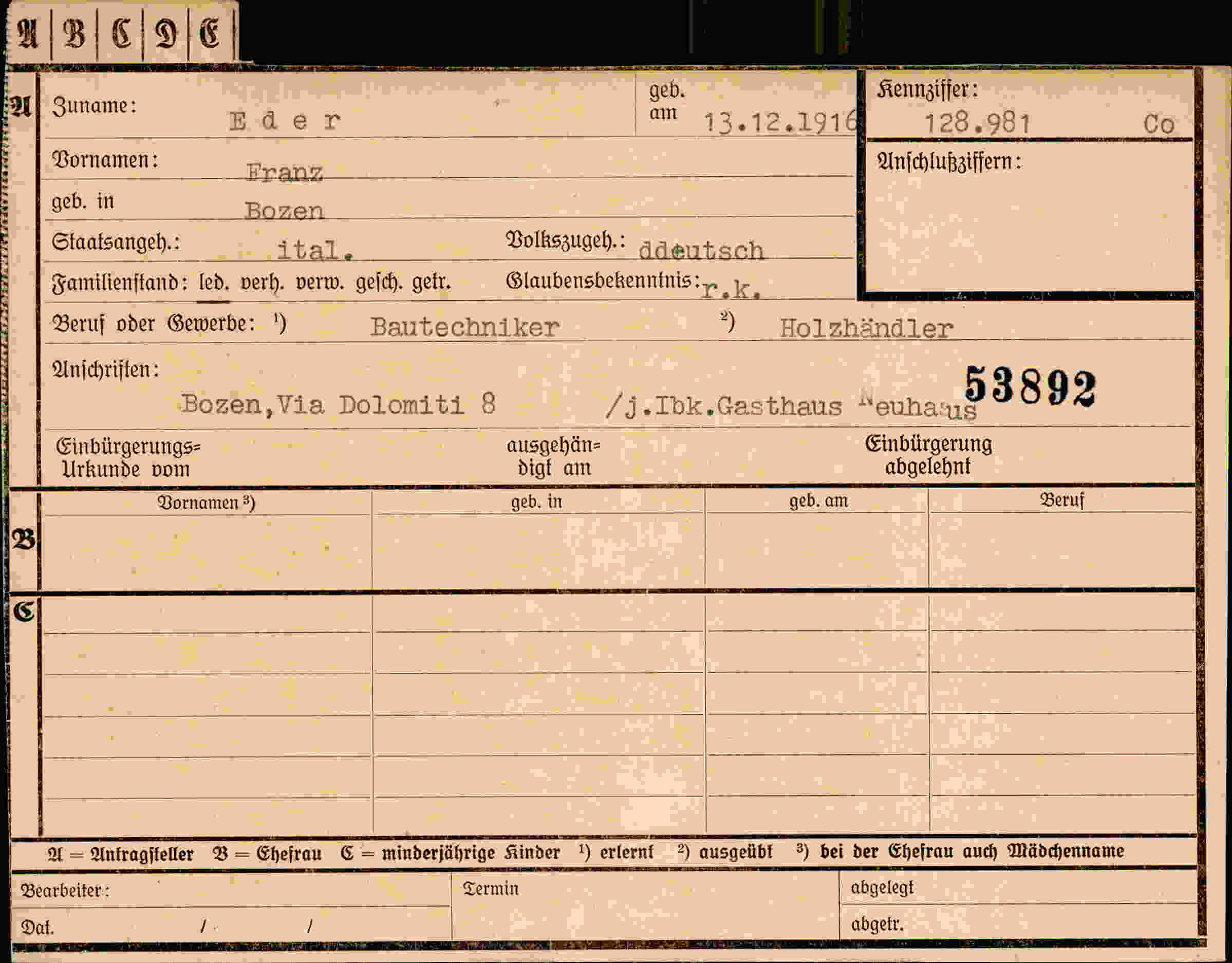 Dokument für Franz Eder