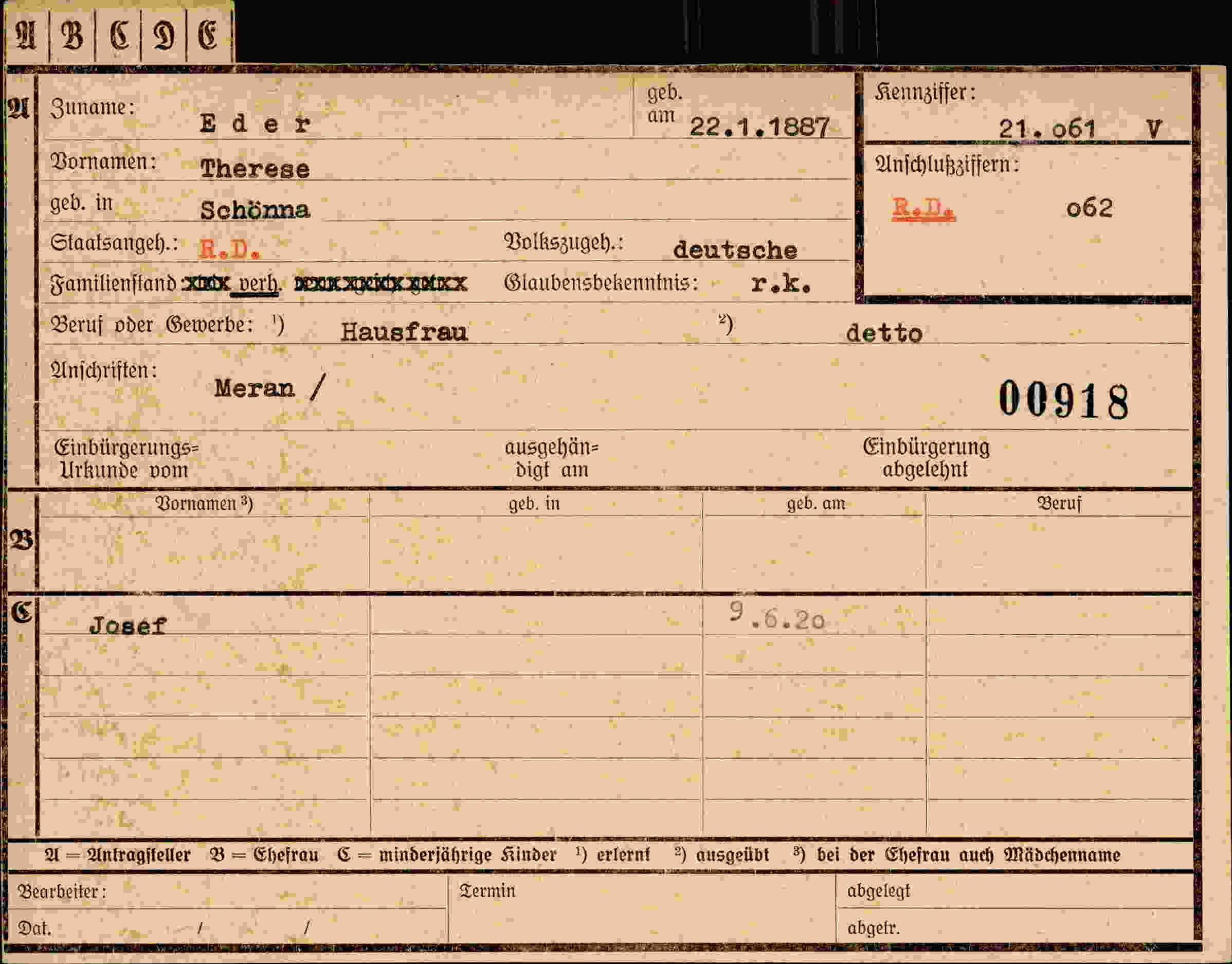 Vorderseite des Dokuments