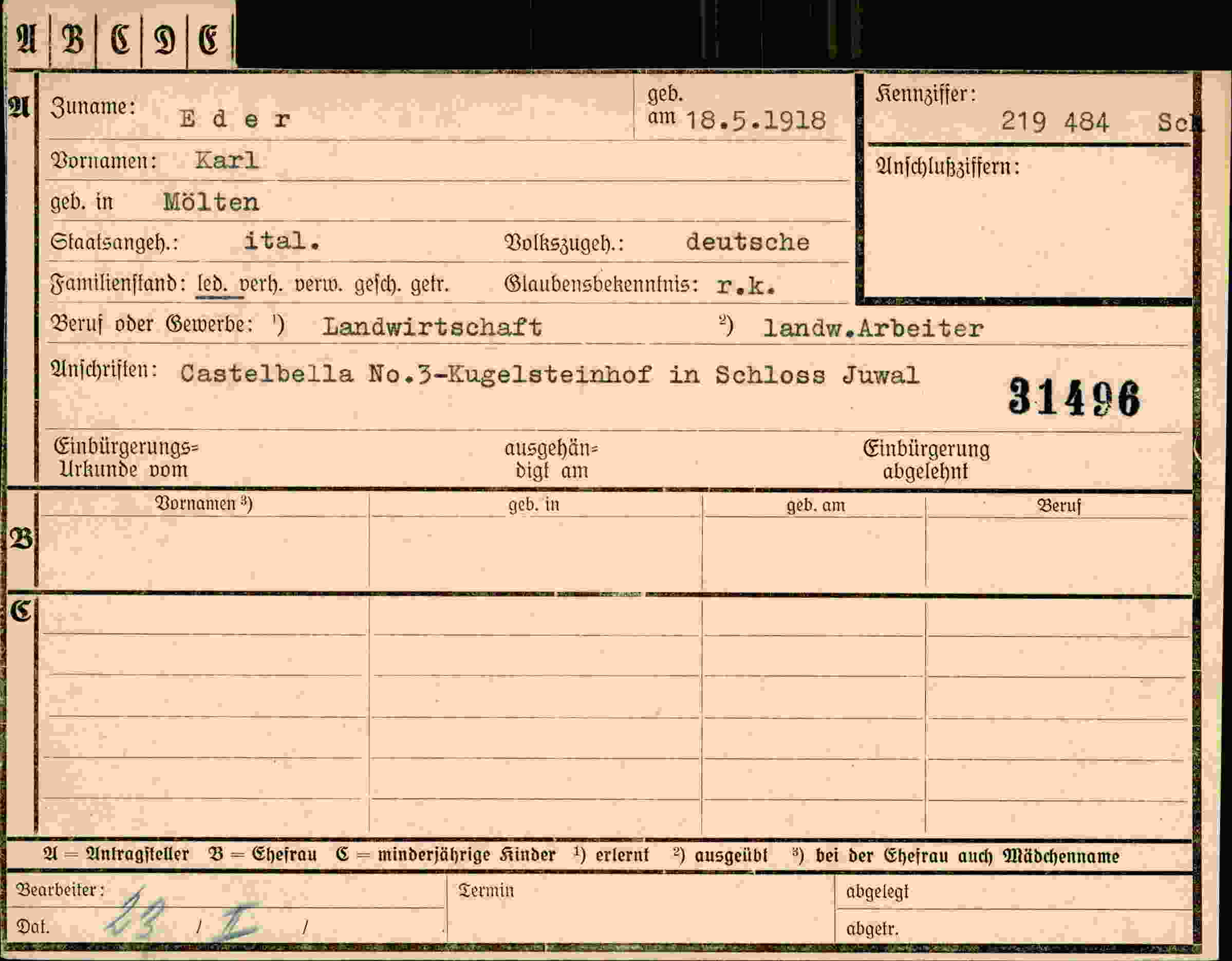 Vorderseite des Dokuments