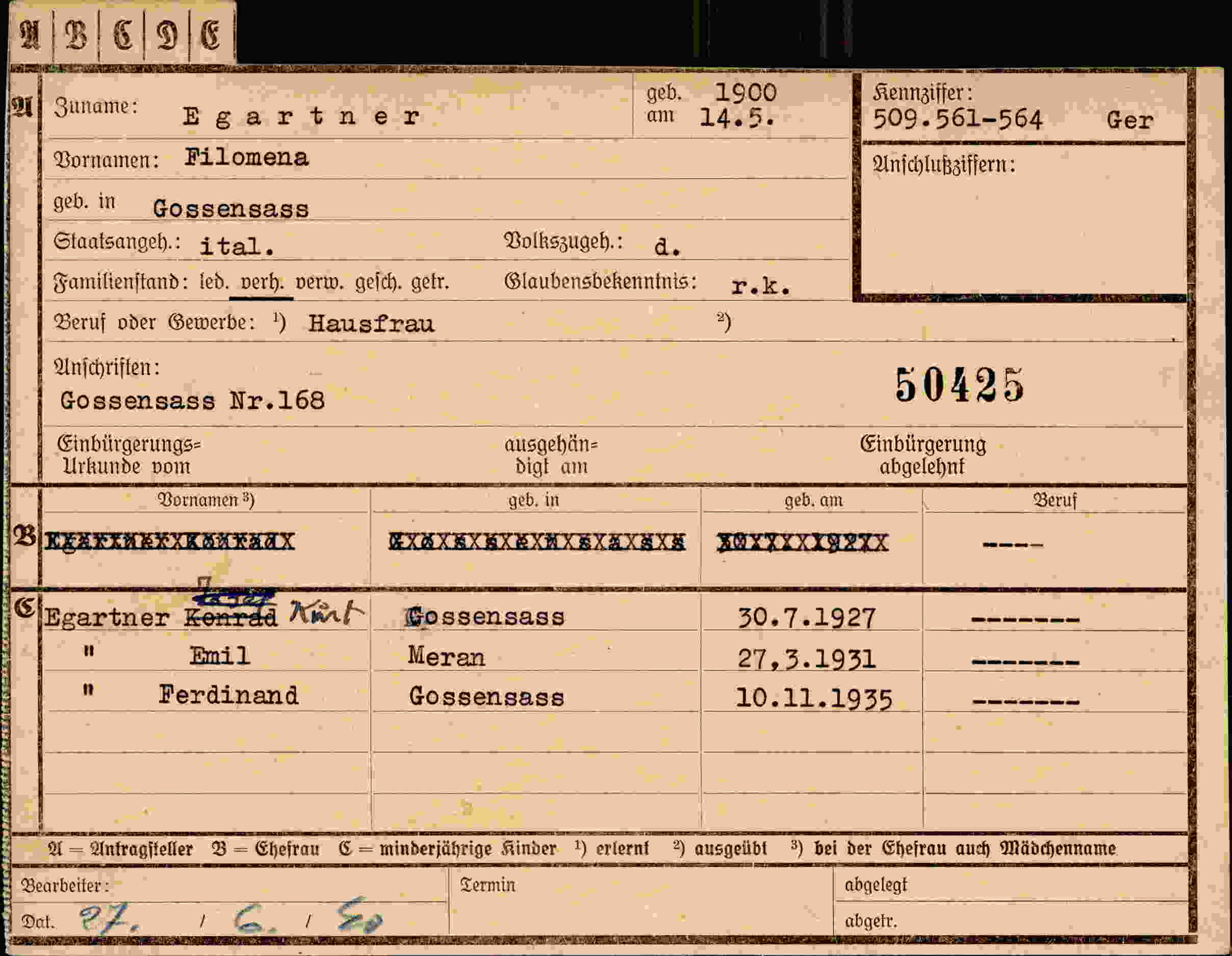 Vorderseite des Dokuments