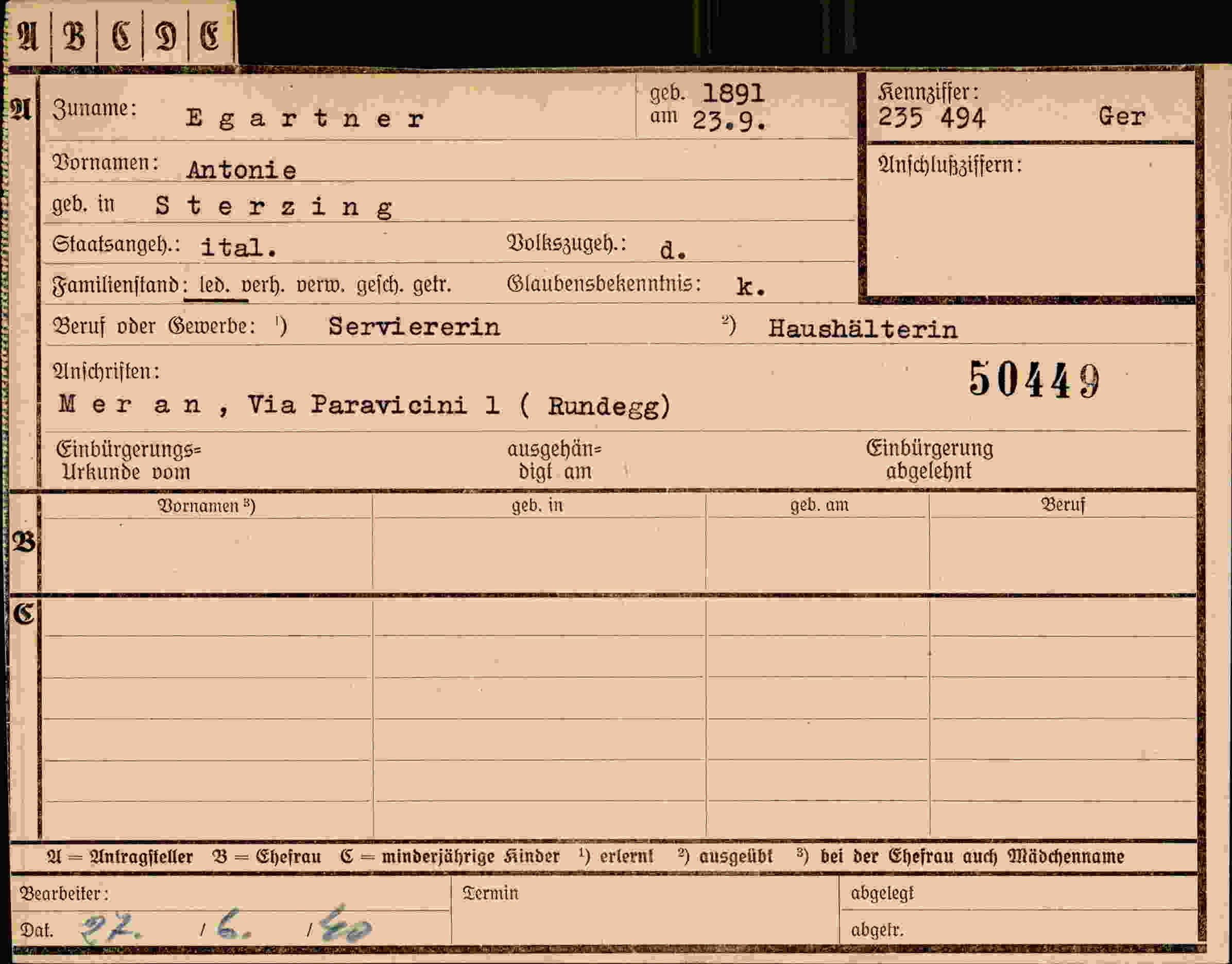 Dokument für Antonie Egartner