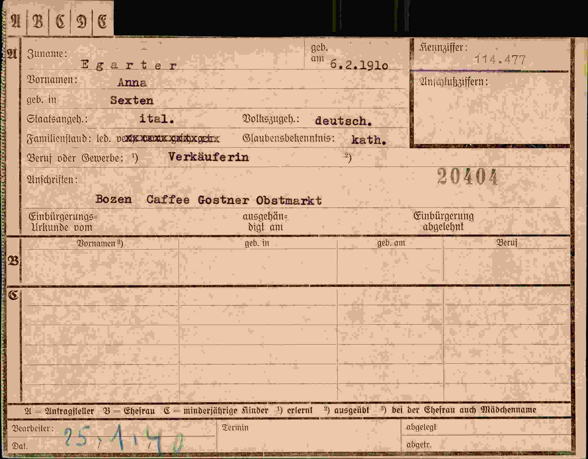 Dokument für Anna Egarter
