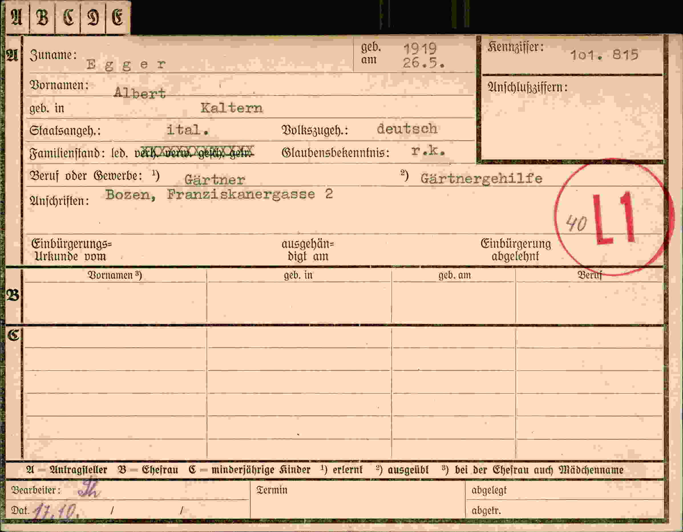 Dokument für Albert Egger