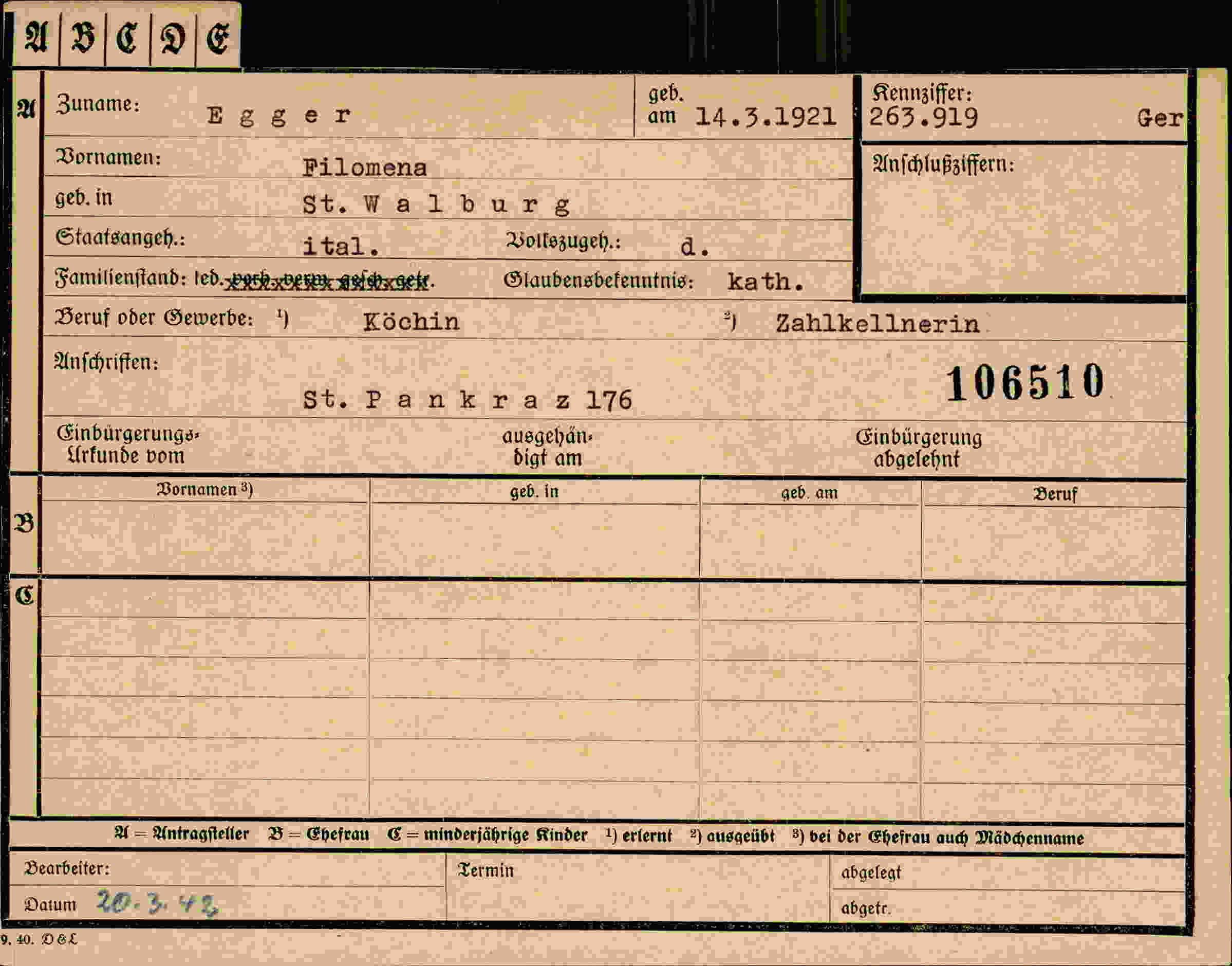 Dokument für Filomena Egger