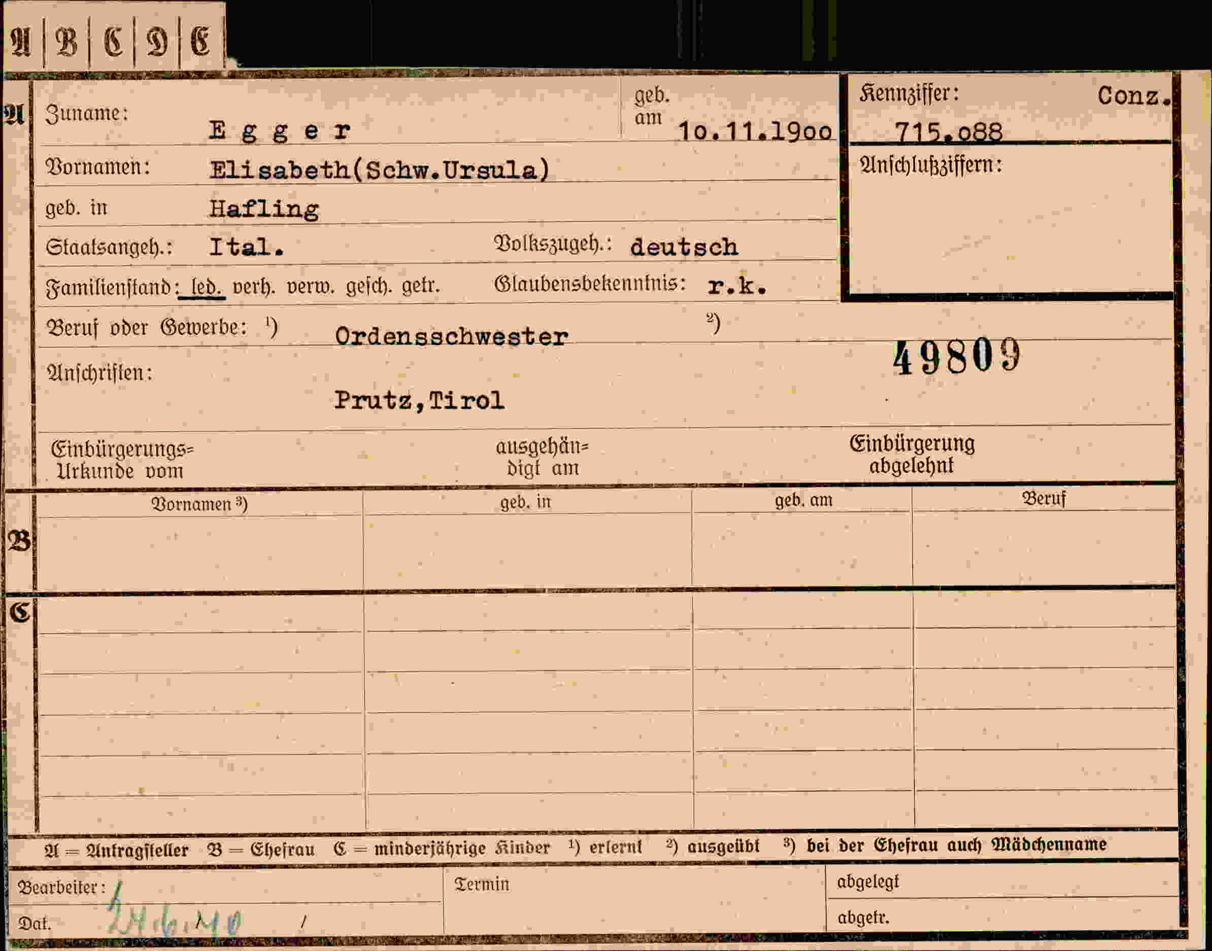 Dokument für Elisabeth Egger