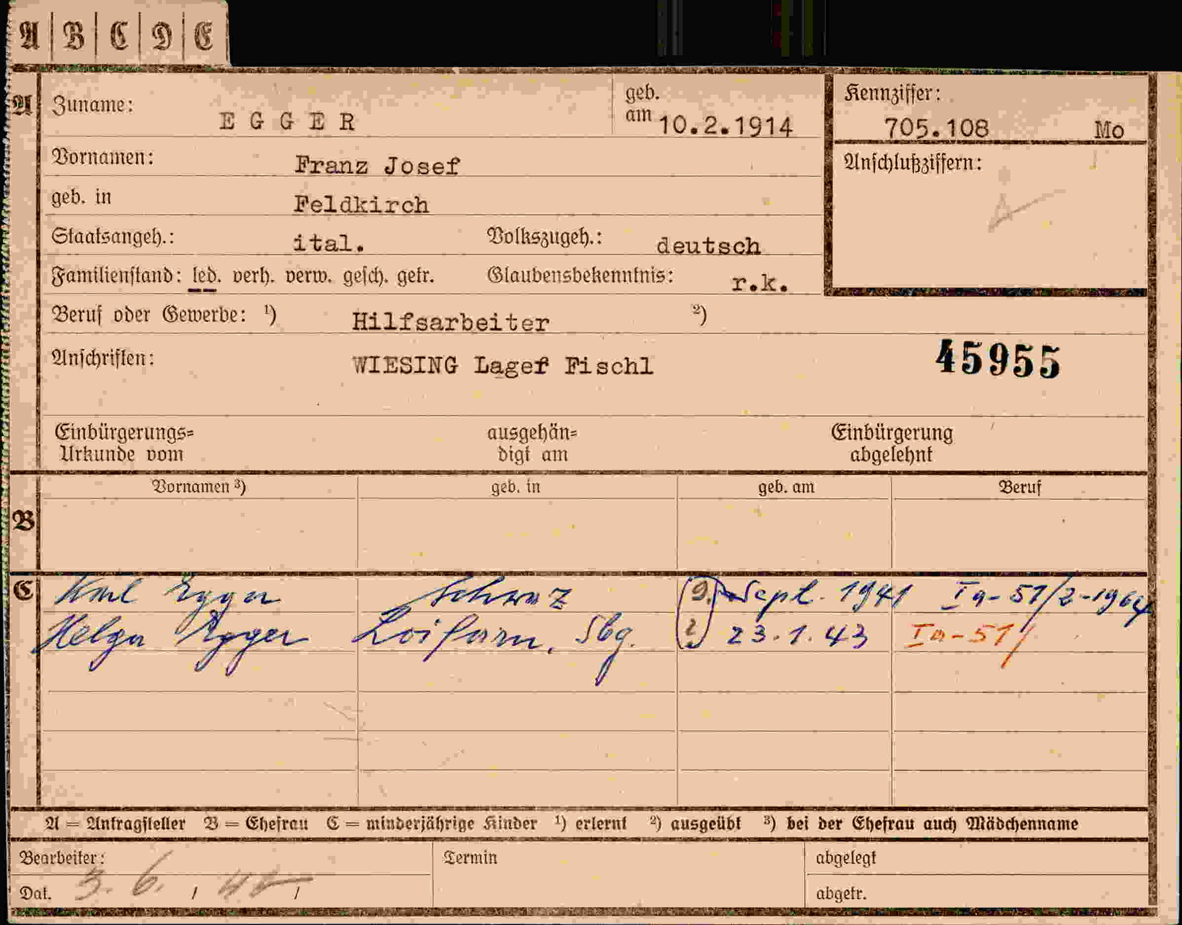 Dokument für Franz Josef Egger