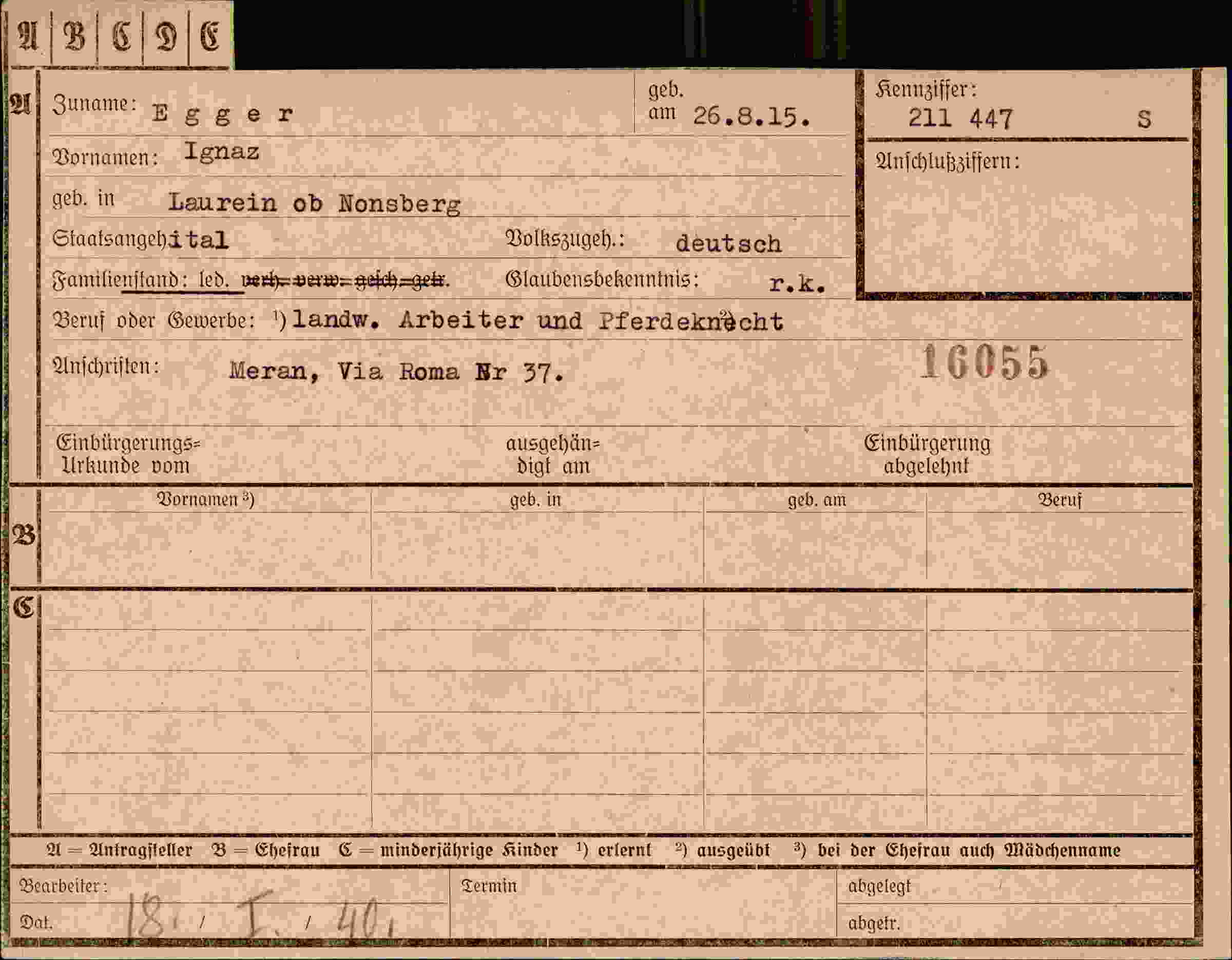 Vorderseite des Dokuments