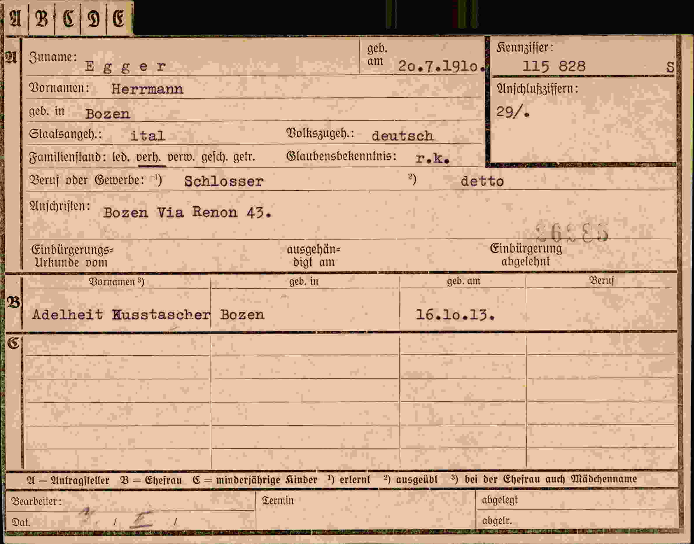 Dokument für Herrmann Egger