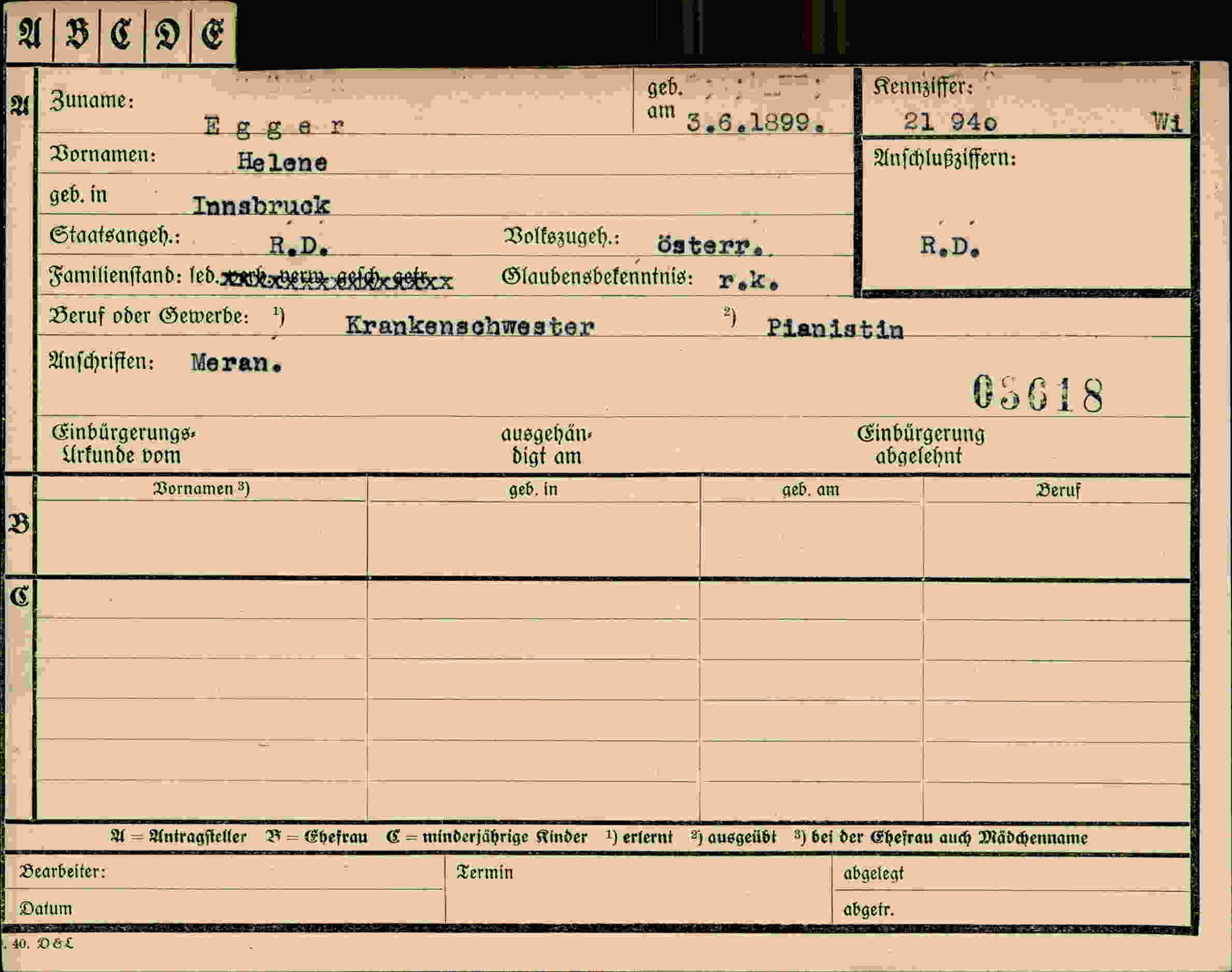 Vorderseite des Dokuments