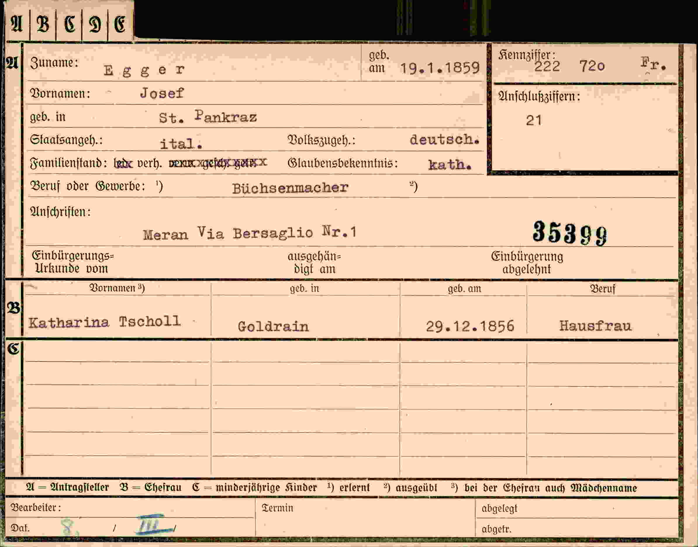 Dokument für Josef Egger