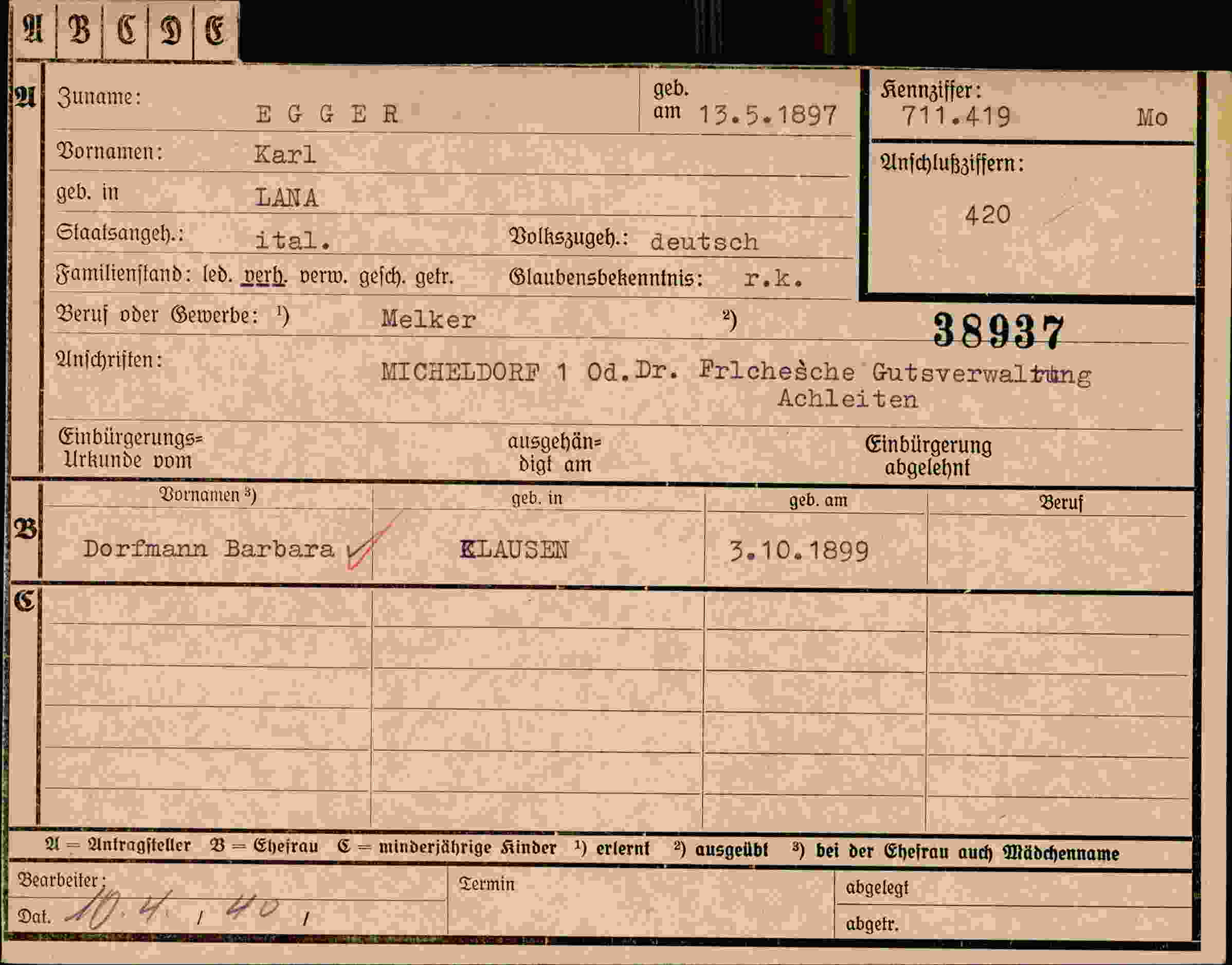 Dokument für Karl Egg