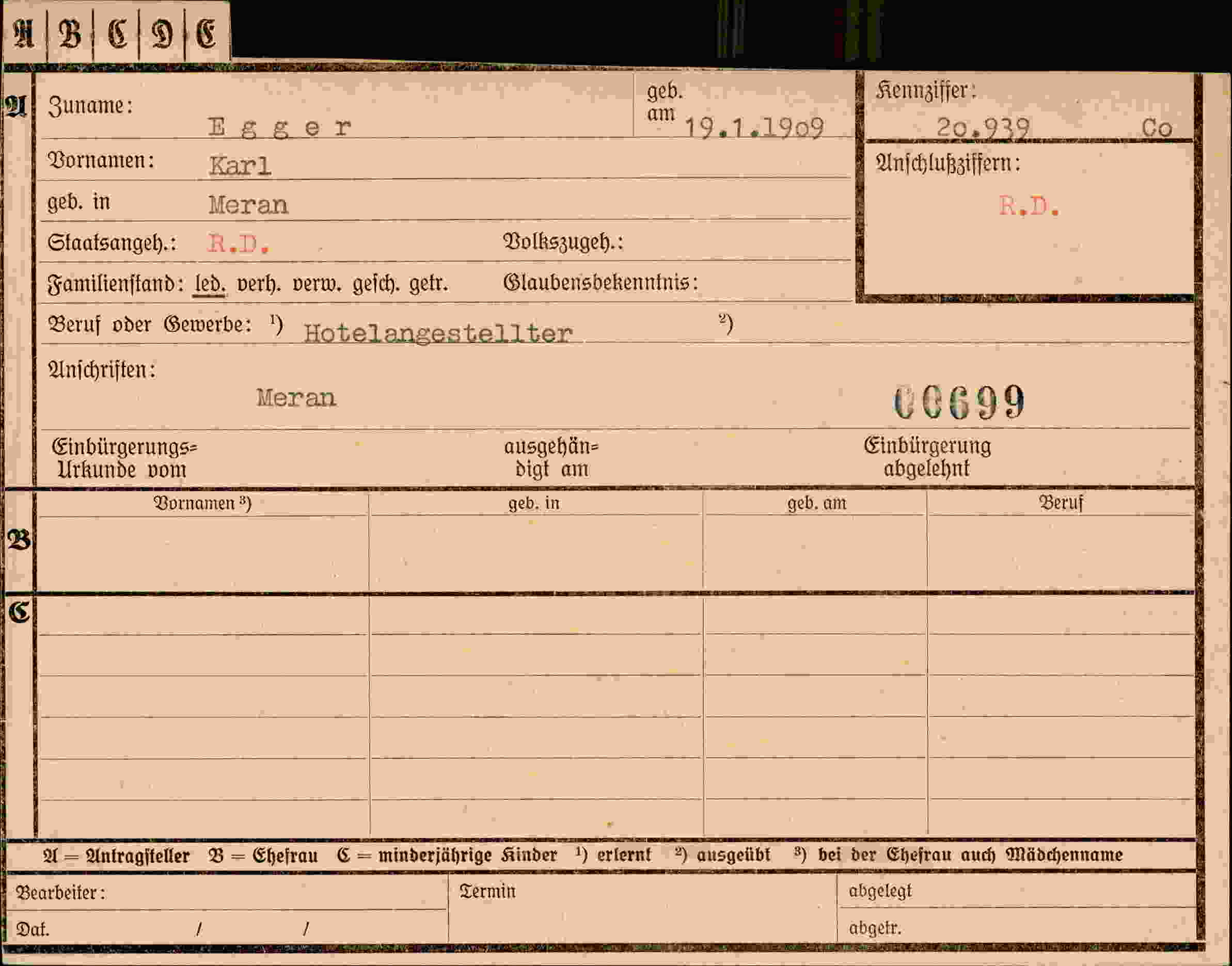 Vorderseite des Dokuments