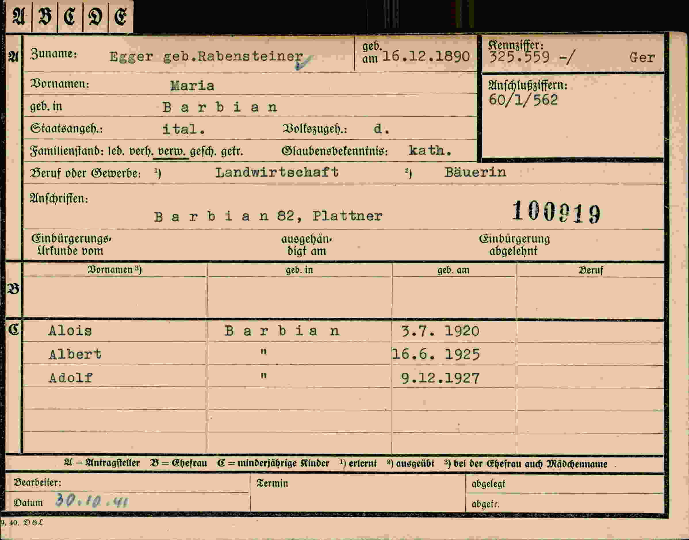 Vorderseite des Dokuments