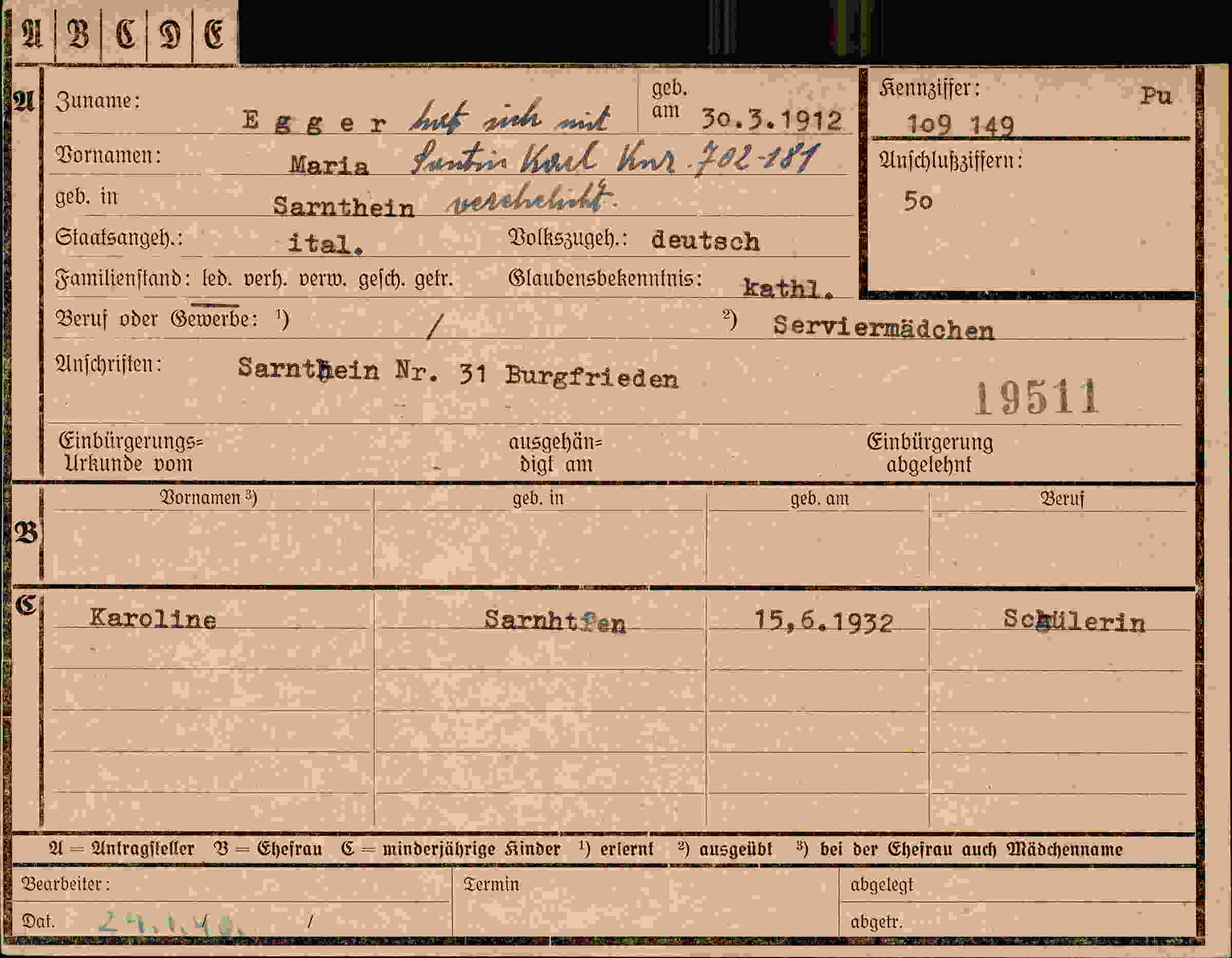 Dokument für Karl Egger