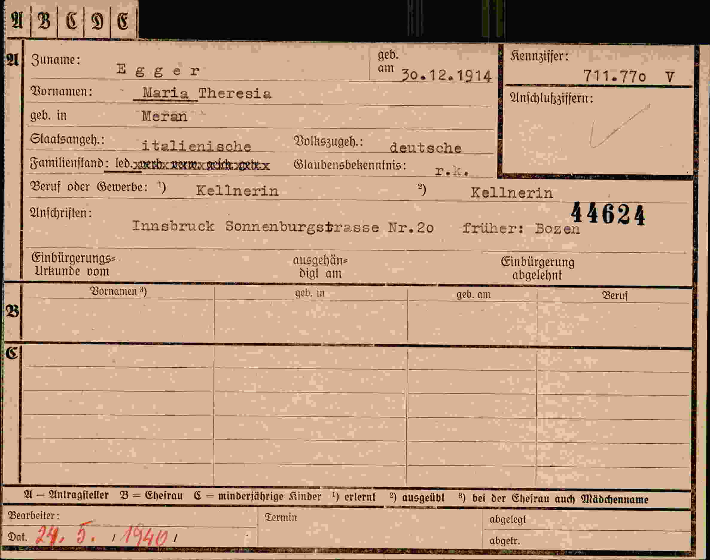 Dokument für Maria Theresia Egger