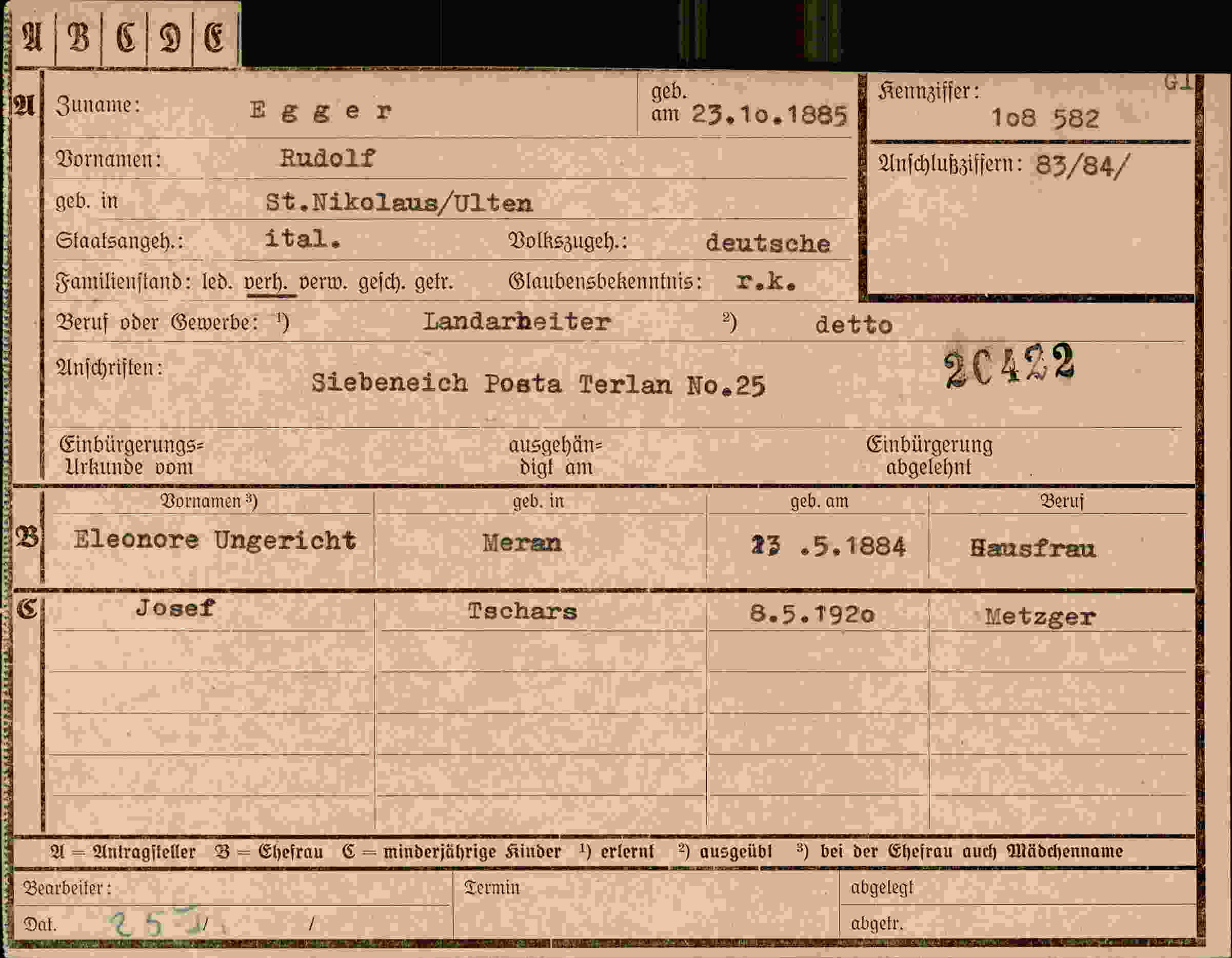 Vorderseite des Dokuments