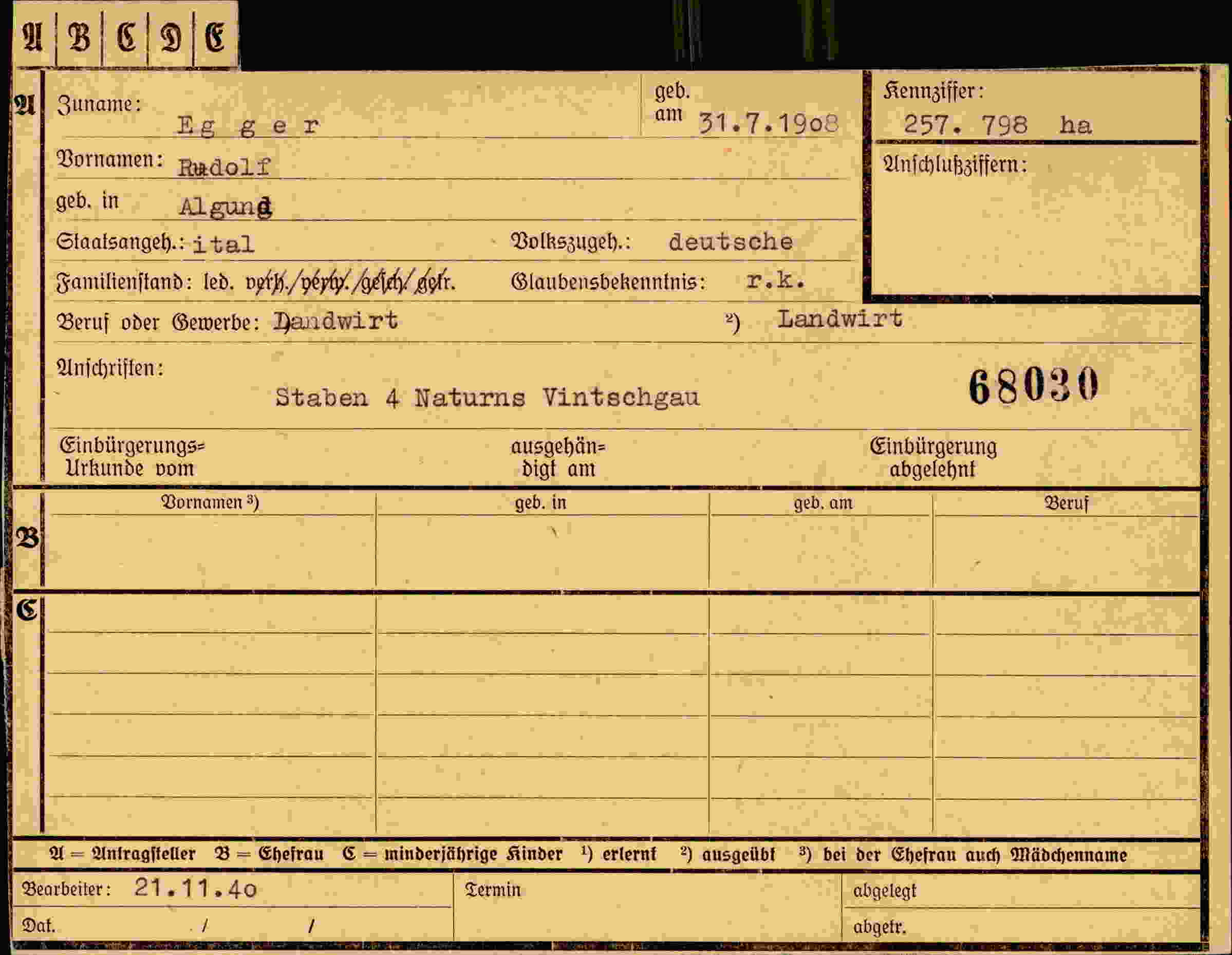 Dokument für Rudolf Egger