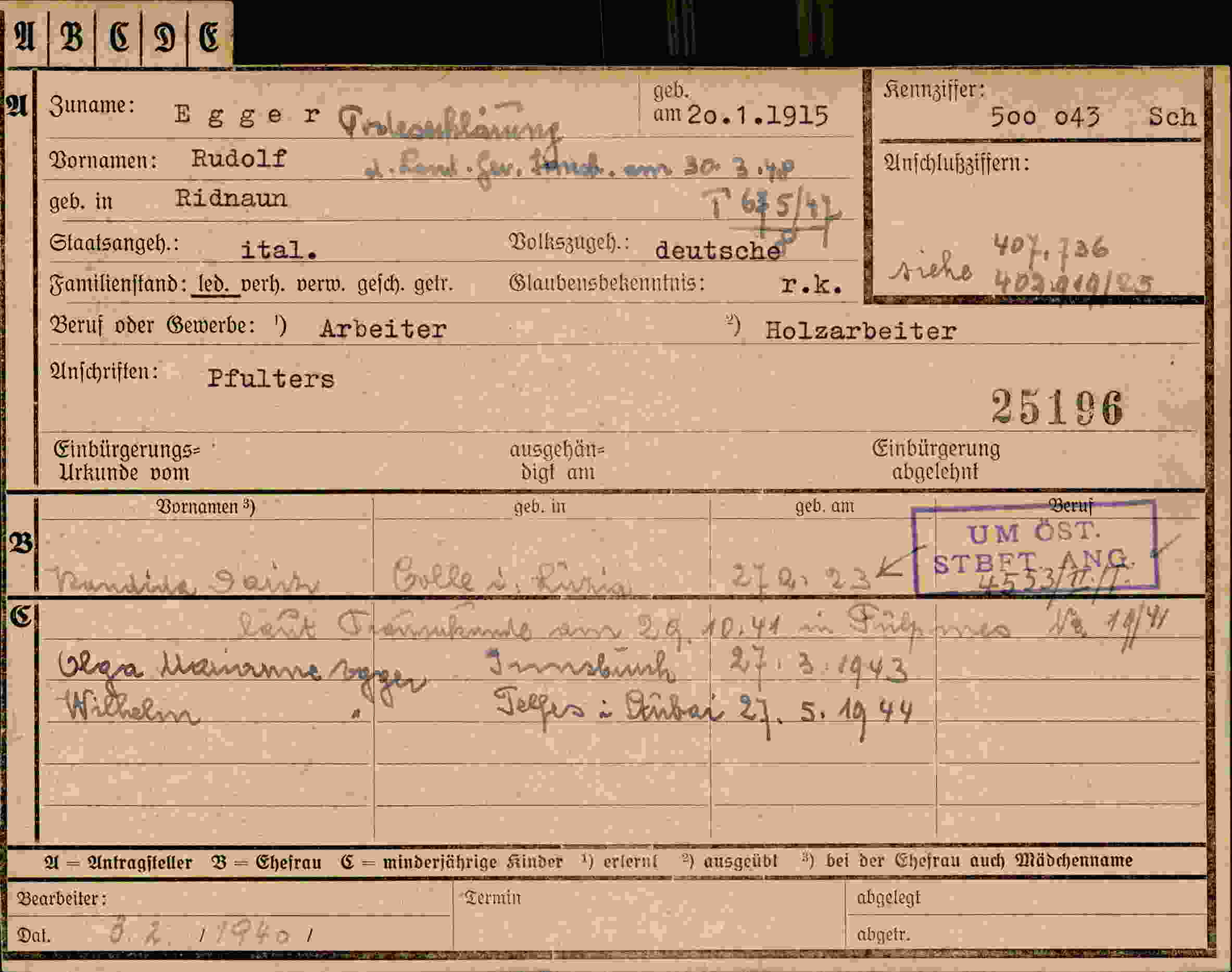 Dokument für Rudolf Egger