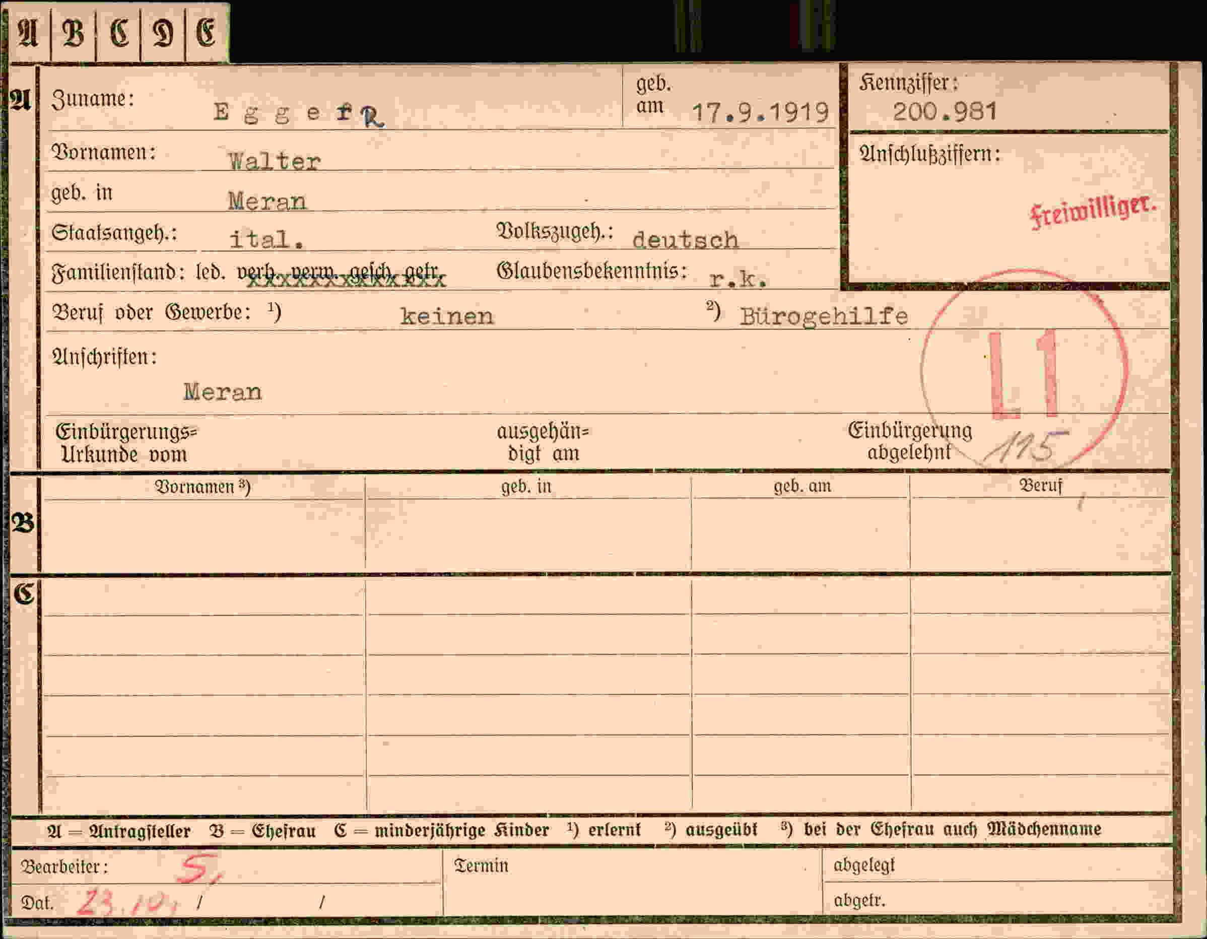 Vorderseite des Dokuments