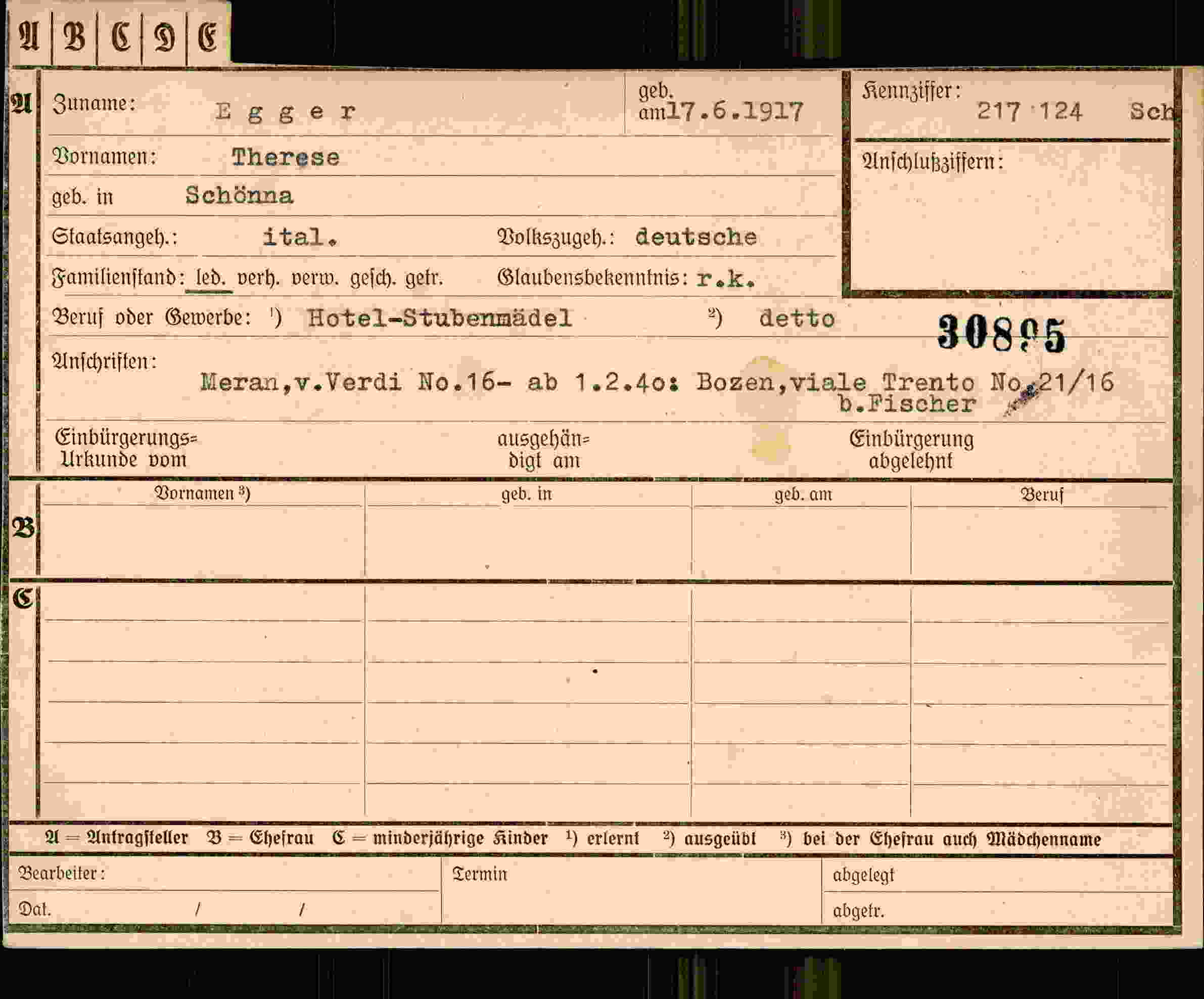 Vorderseite des Dokuments