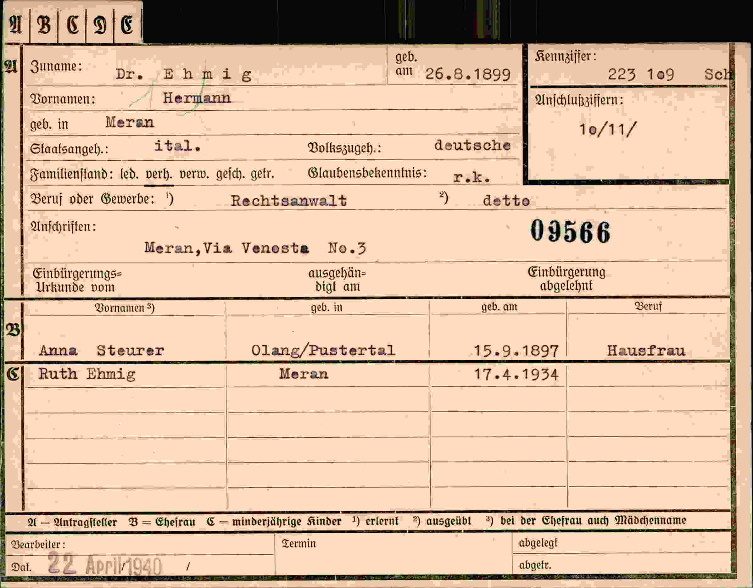 Dokument für Hermann Ehmig