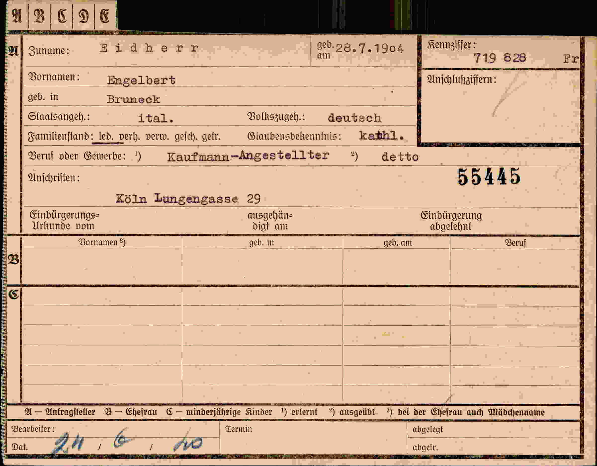 Dokument für Engelbert Eidherr