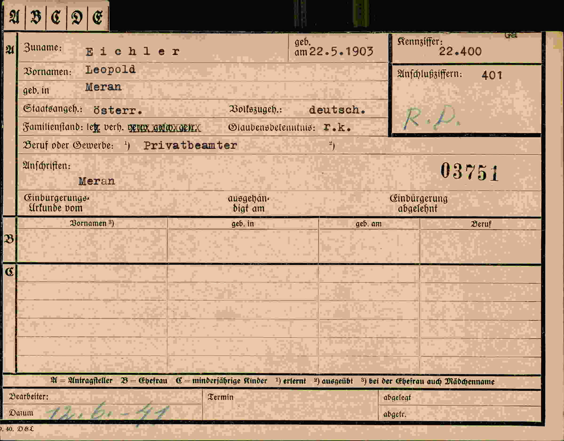 Dokument für Leopold Eichler