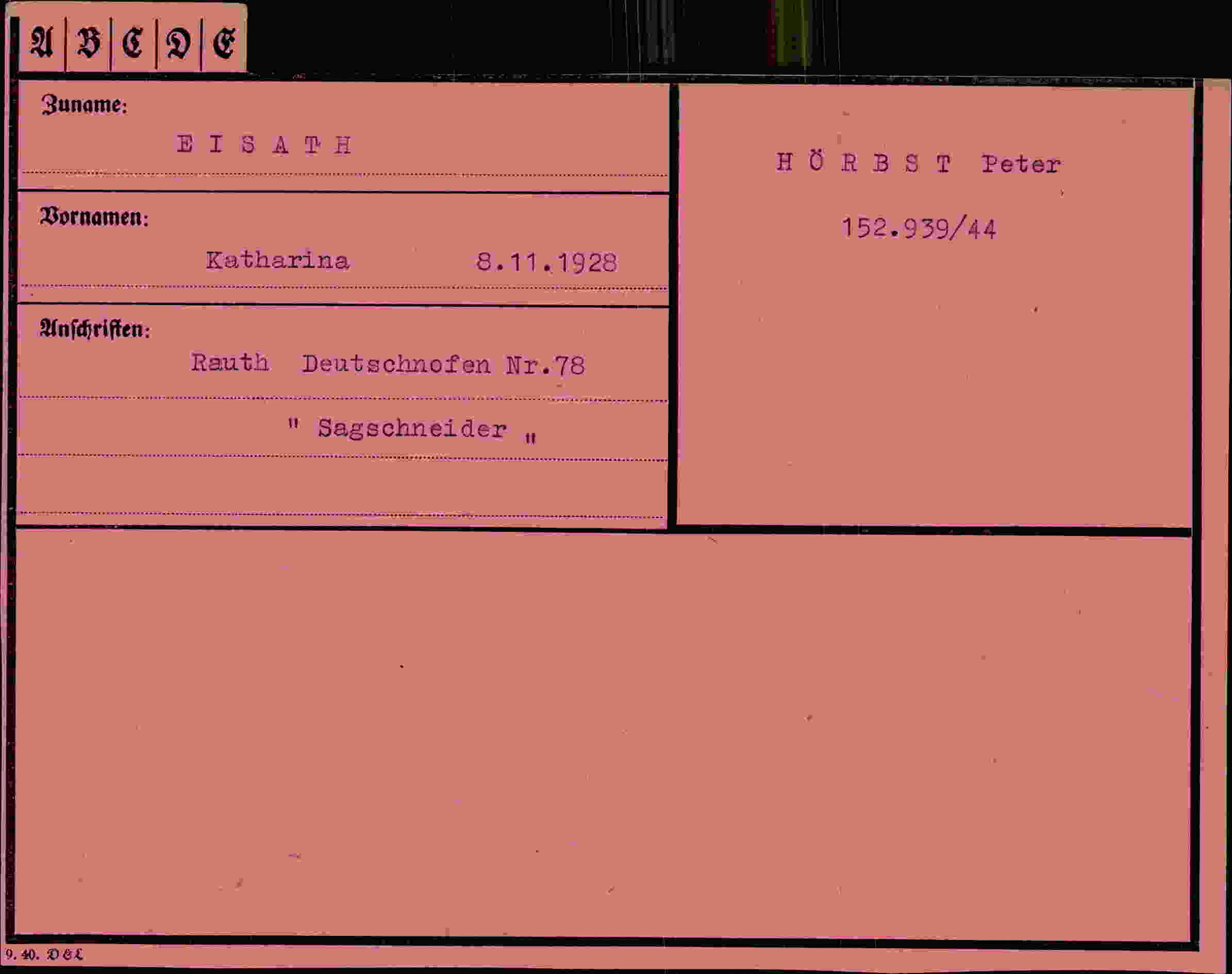 Vorderseite des Dokuments
