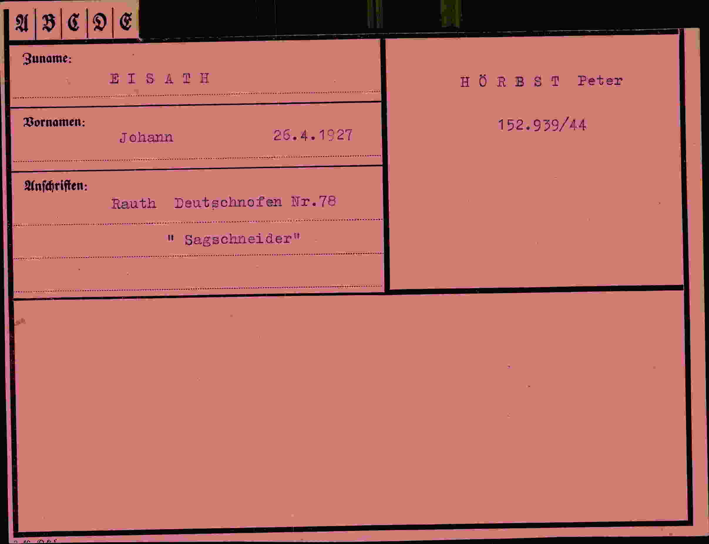 Vorderseite des Dokuments