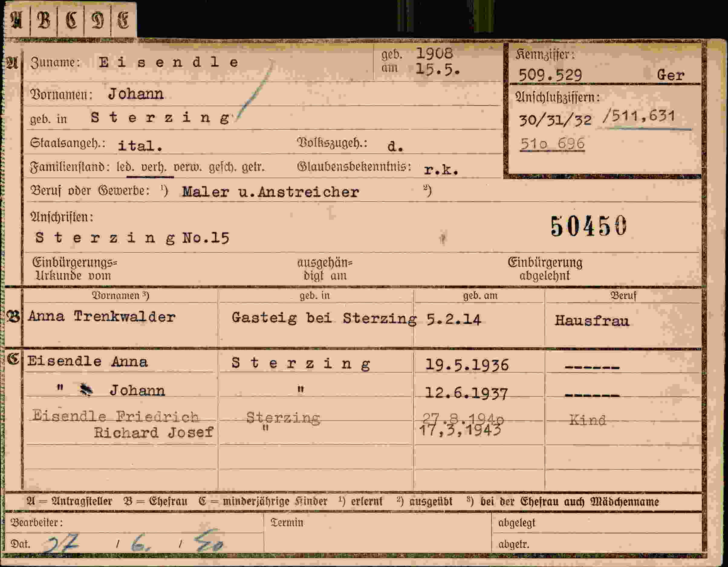 Vorderseite des Dokuments