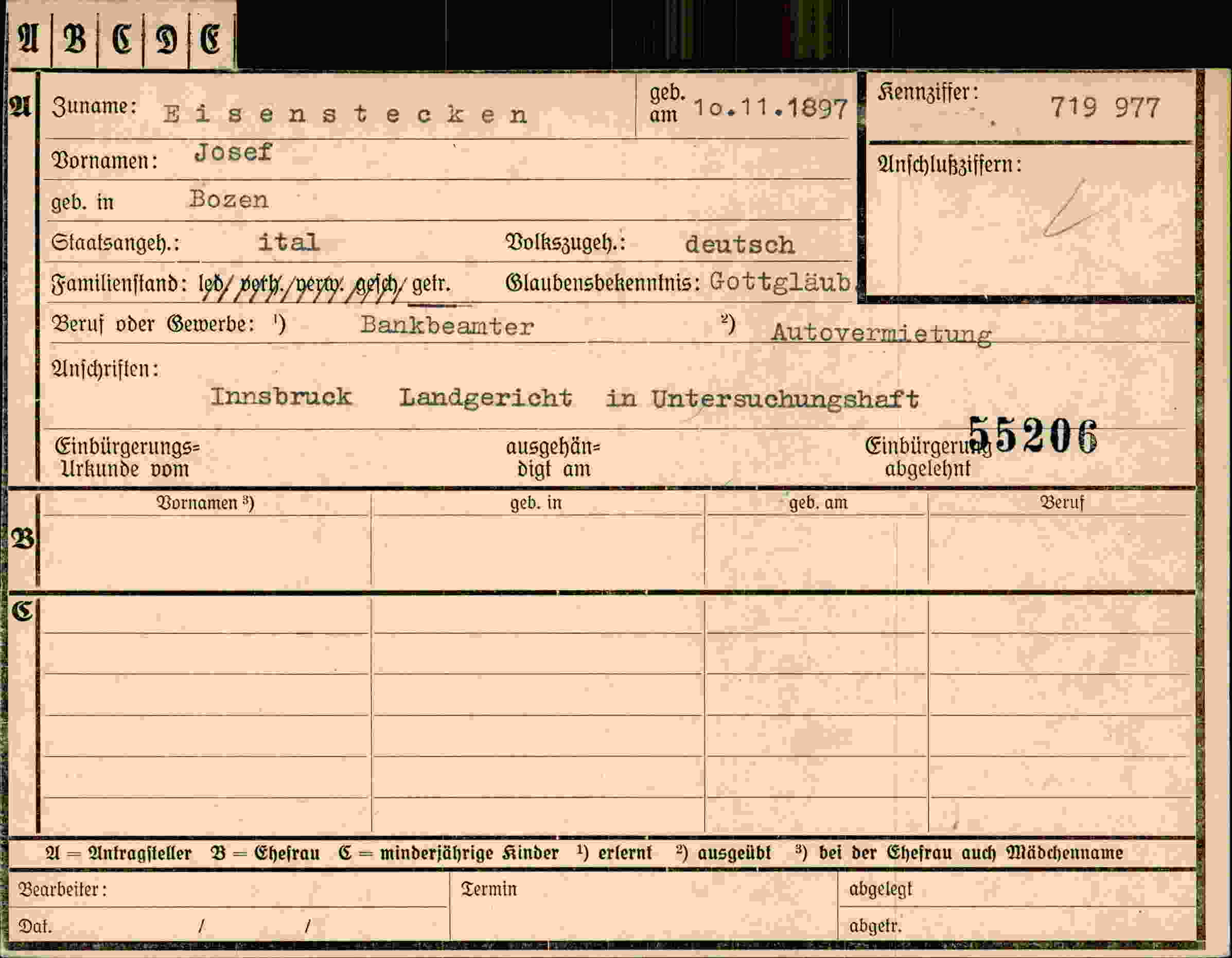 Dokument für Josef Eisenstecken