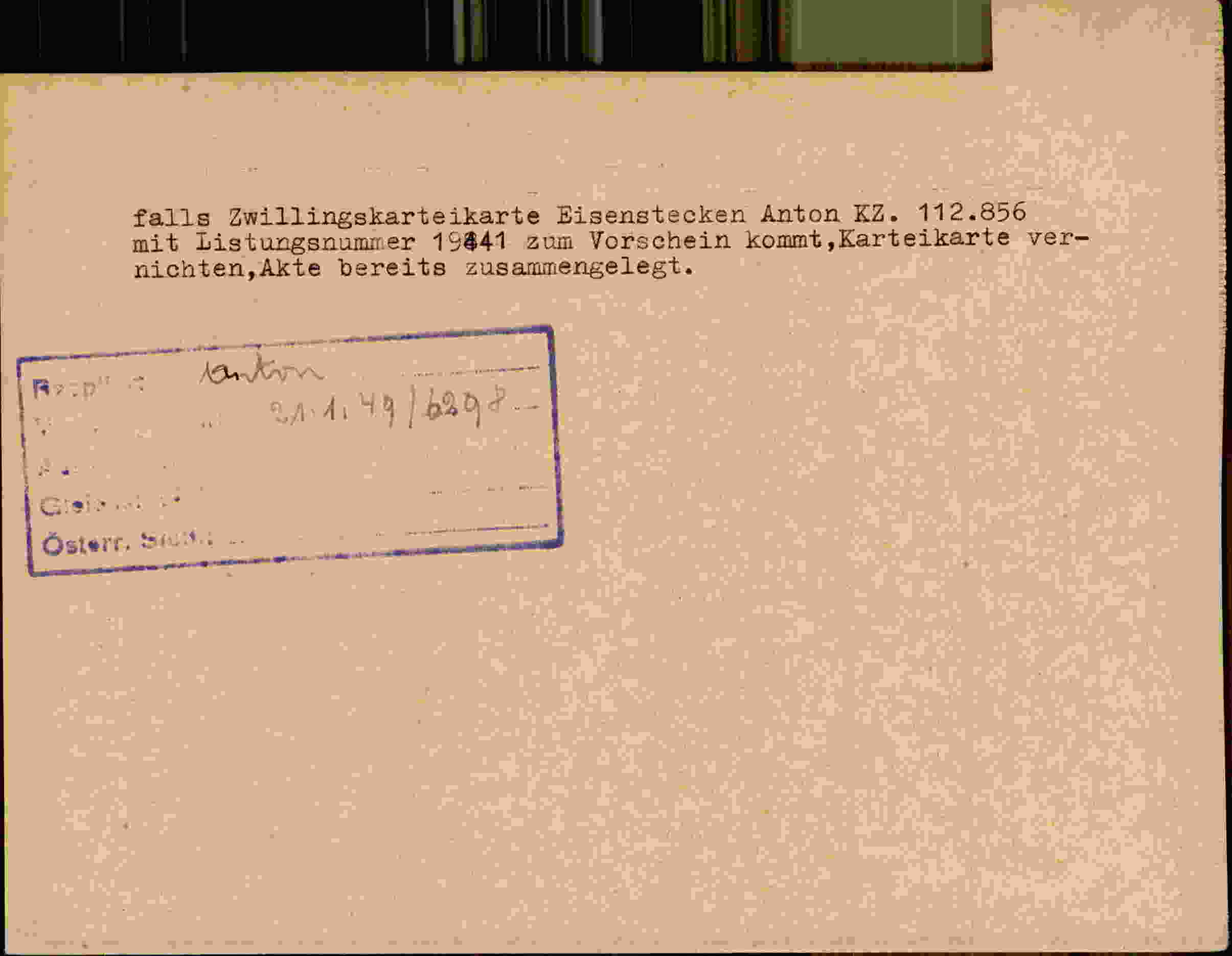 Rückseite des Dokuments