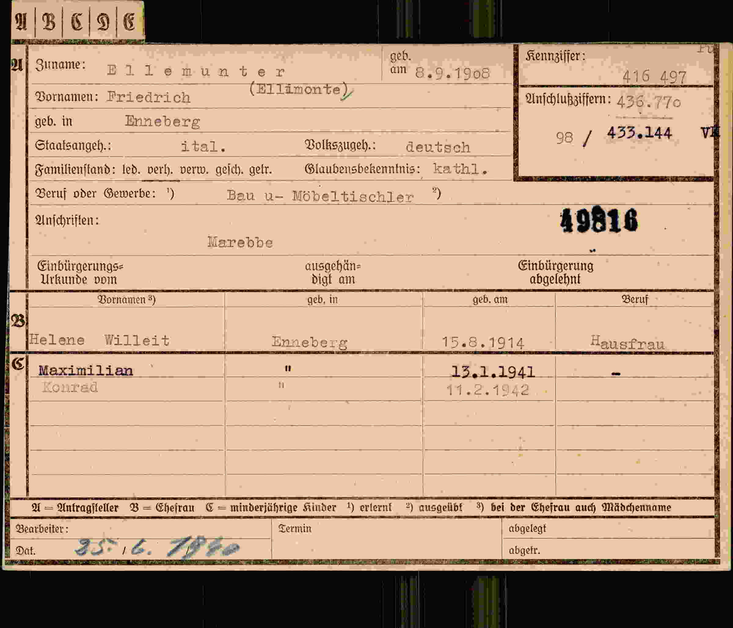Dokument für Friedrich Ellemunter