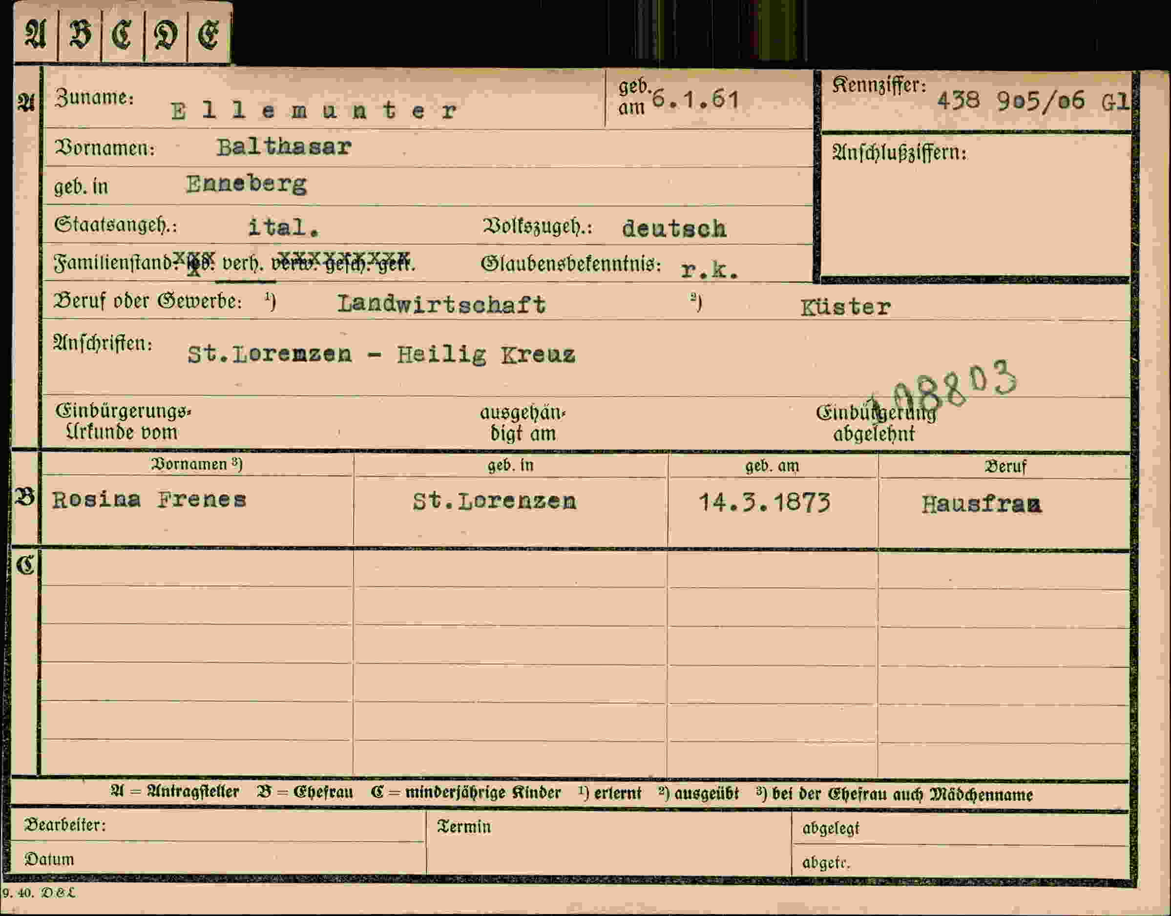 Dokument für Balthasar Ellemunter