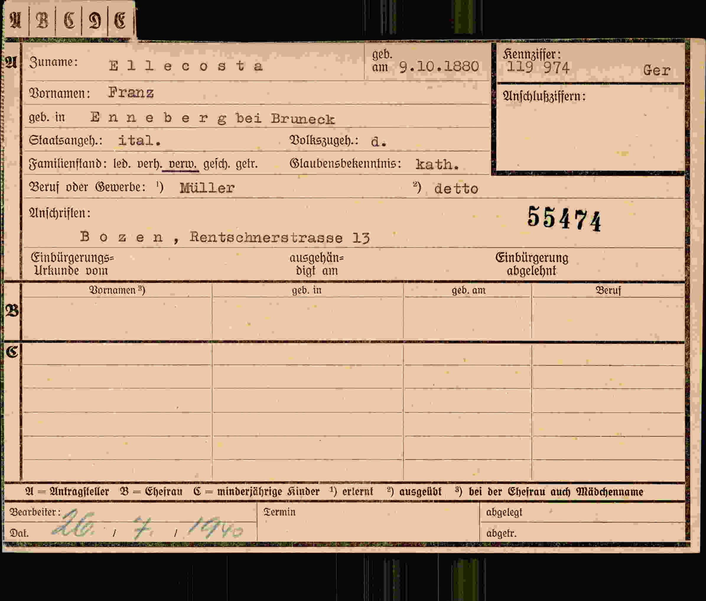 Dokument für Franz Ellecosra