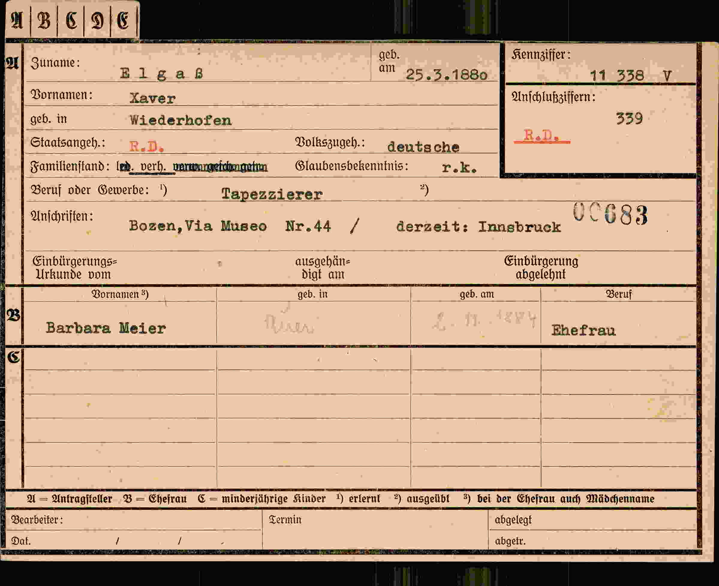 Vorderseite des Dokuments
