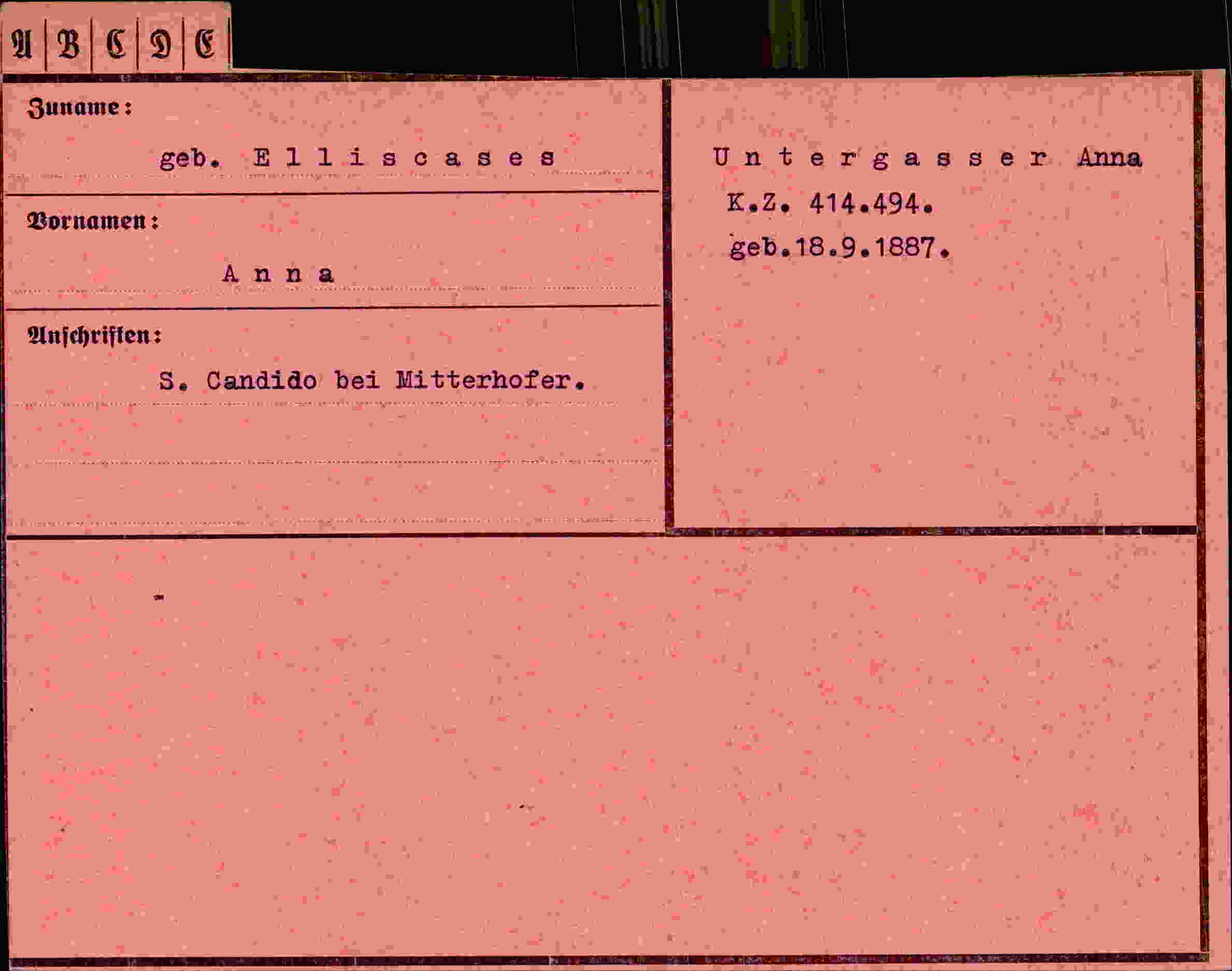 Vorderseite des Dokuments