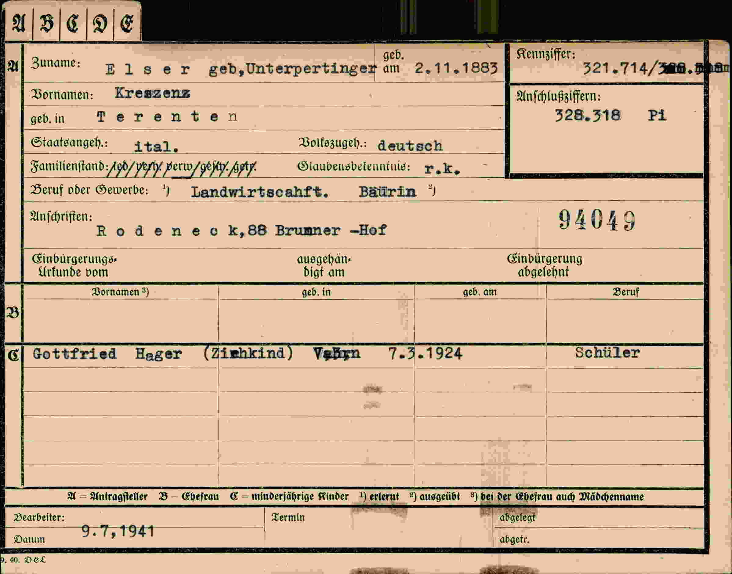 Vorderseite des Dokuments