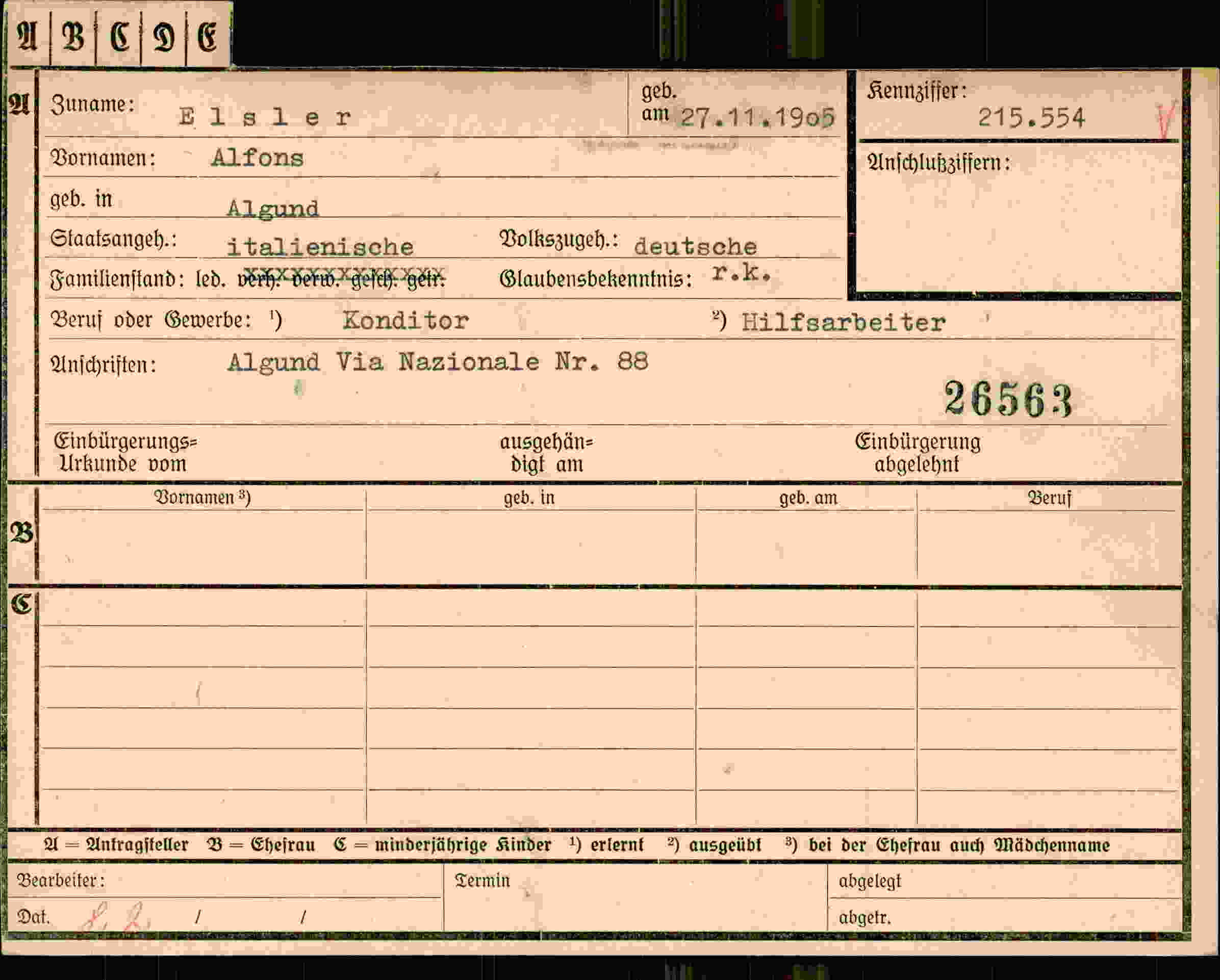 Dokument für Alfred Elsler
